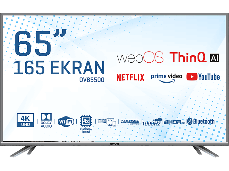 Onvo 65" OV65500 165 Ekran Smart Webos Ultra HD Led Tv