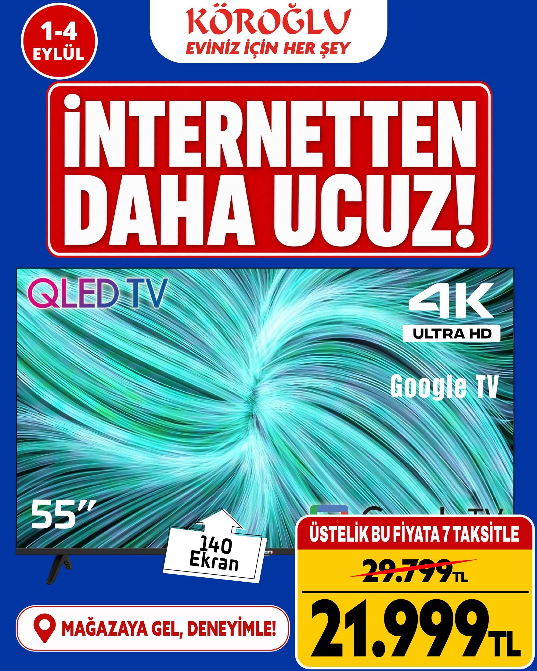 55 İnç QLED Google TV Ürün ana görseli