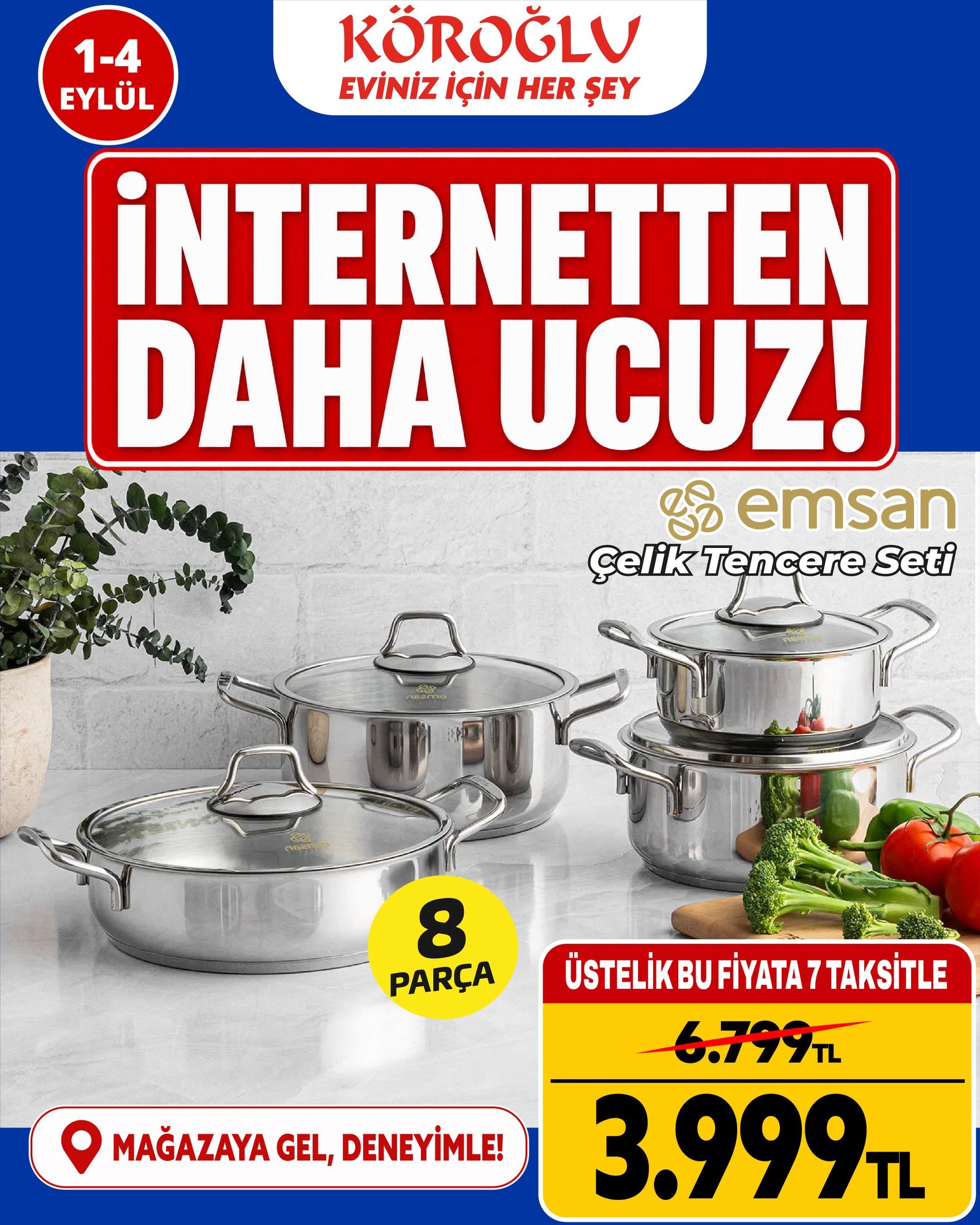 Emsan Çelik Tencere Seti 8 Parça