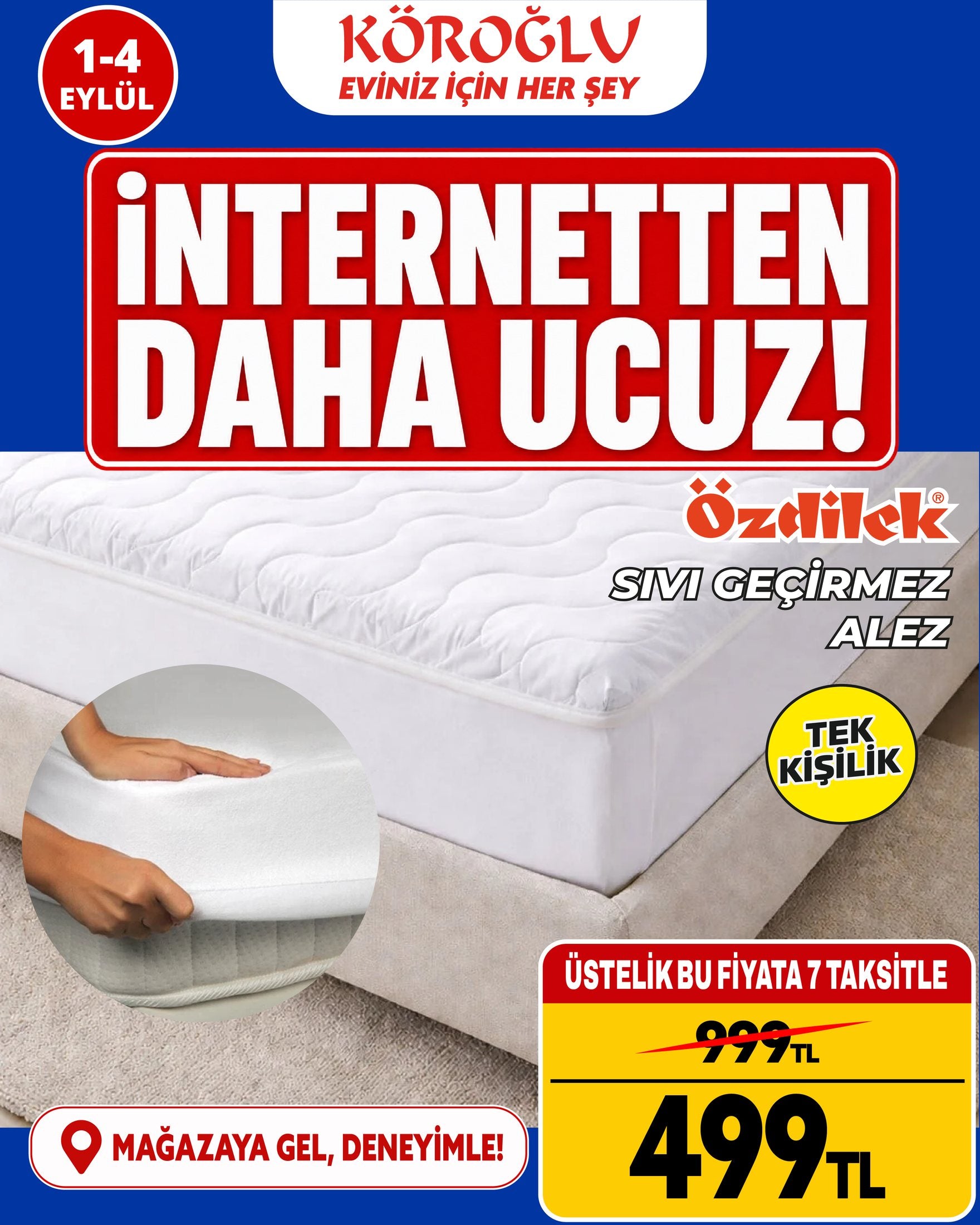 Özdilek Sıvı Geçirmez Alez Tek Kişilik