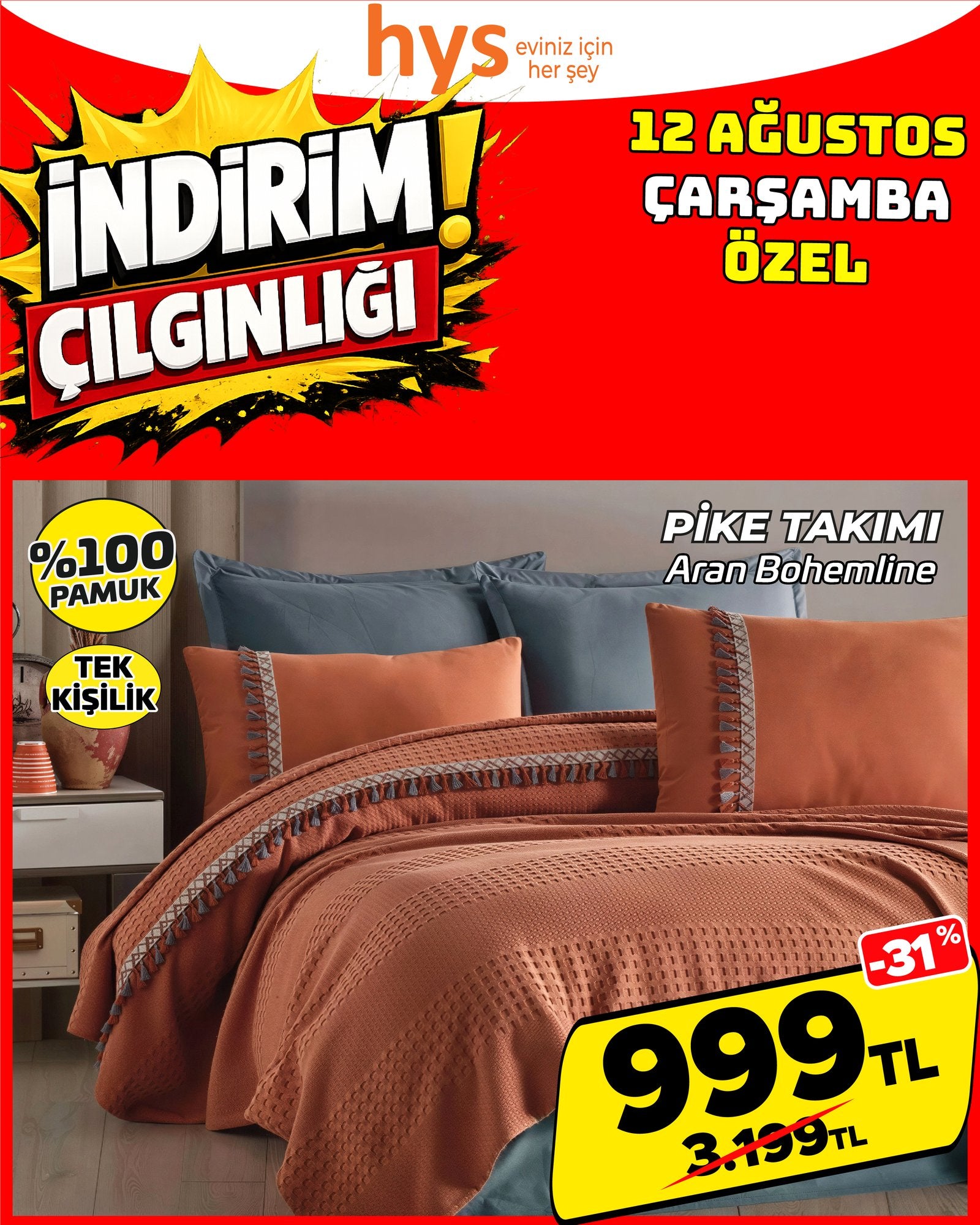 Aran Bohem Çift Kişilik Pike Takımı