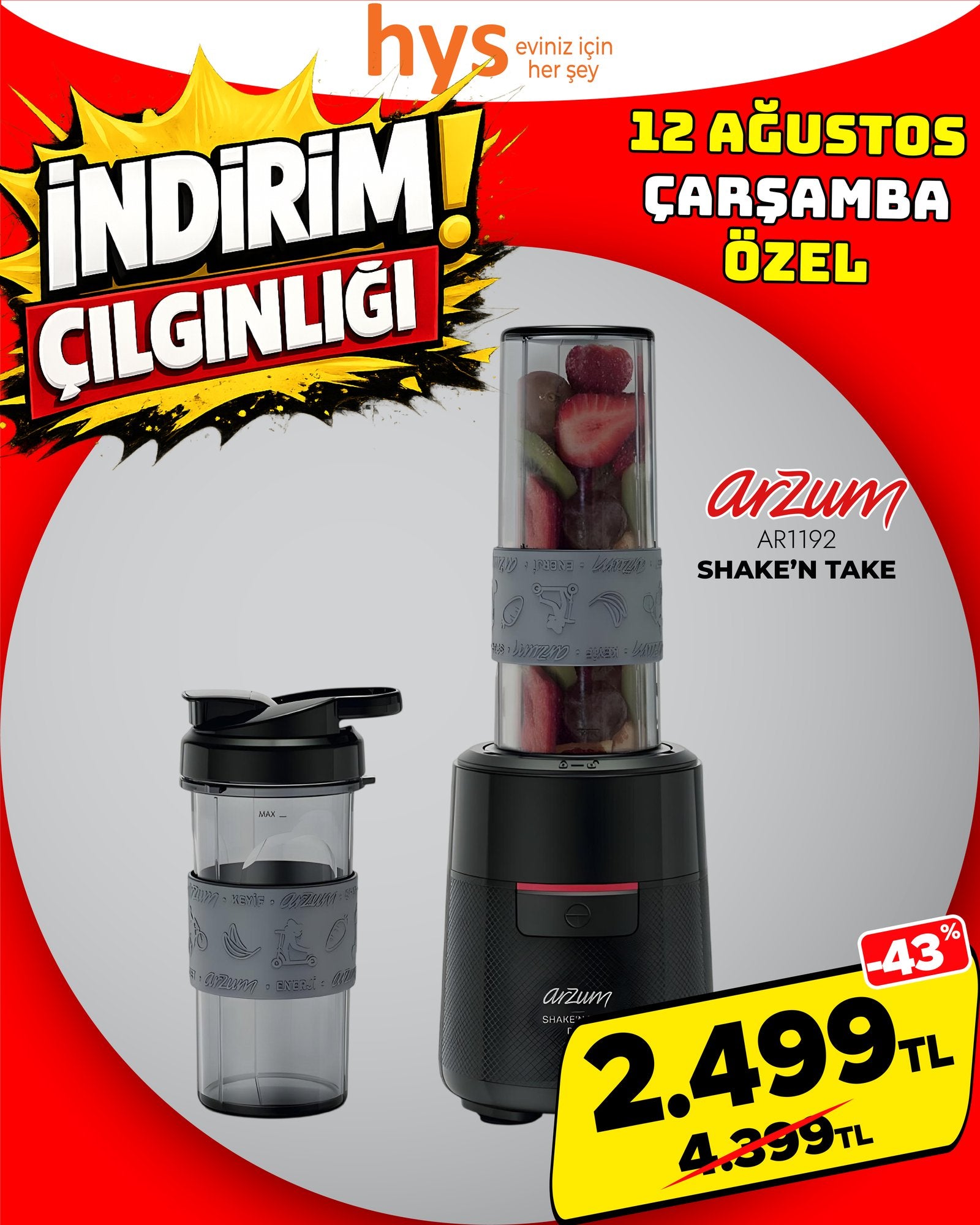 Arzum AR1192 Shake'n Take Blender