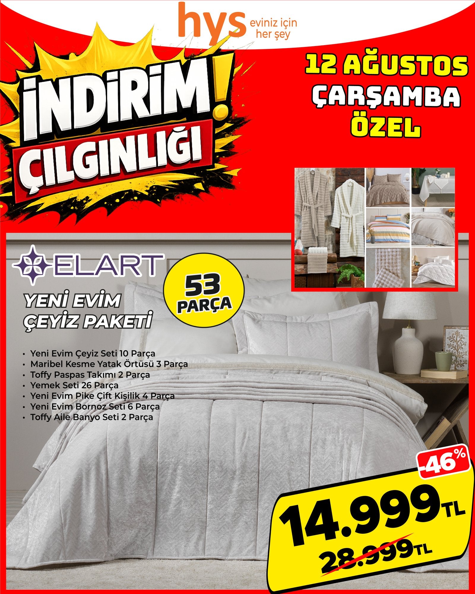 Elart Yeni Evim Çeyiz Paketi 53 Parça