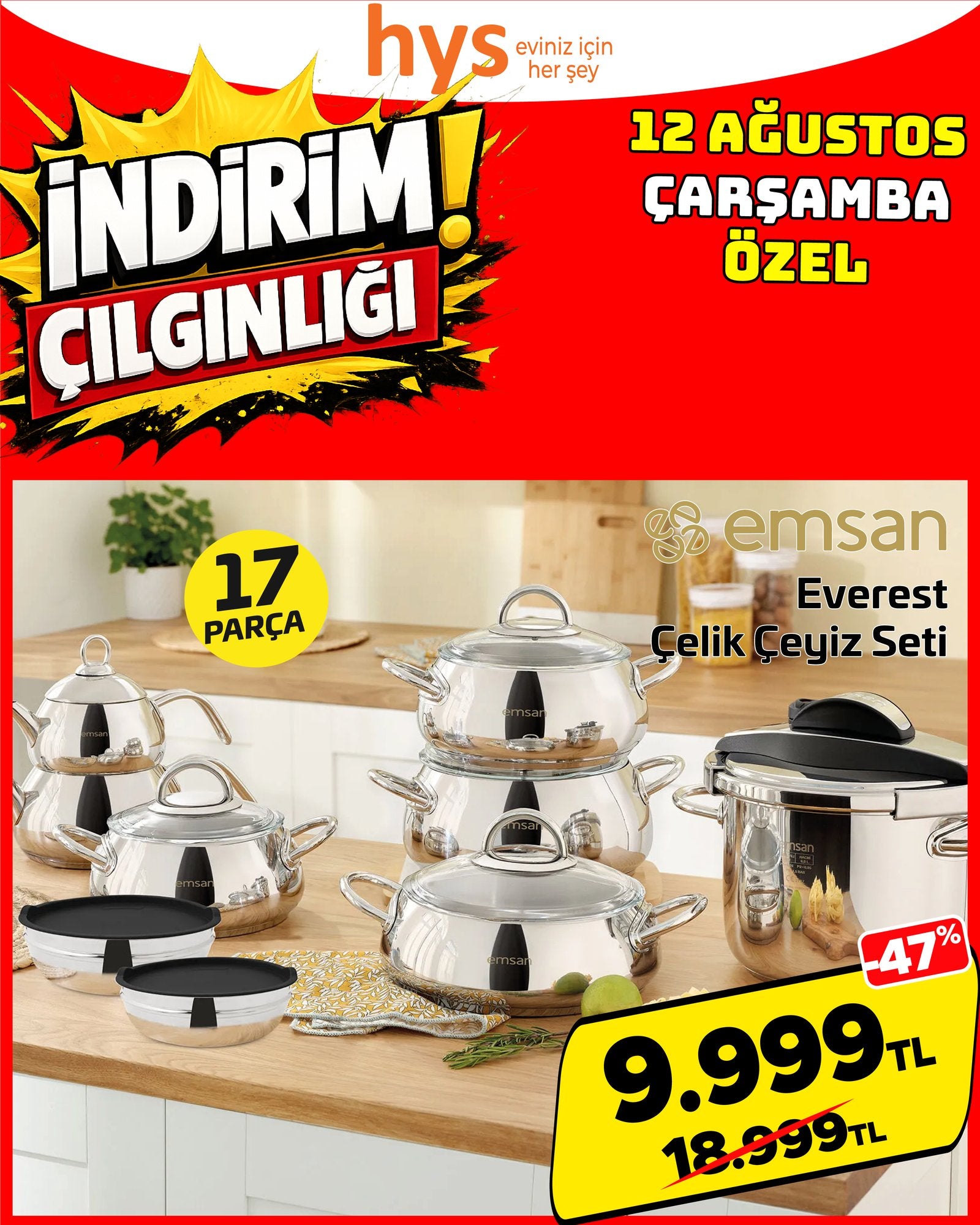 Emsan Everest 17 Parça Çelik Çeyiz Seti Ürün ana görseli