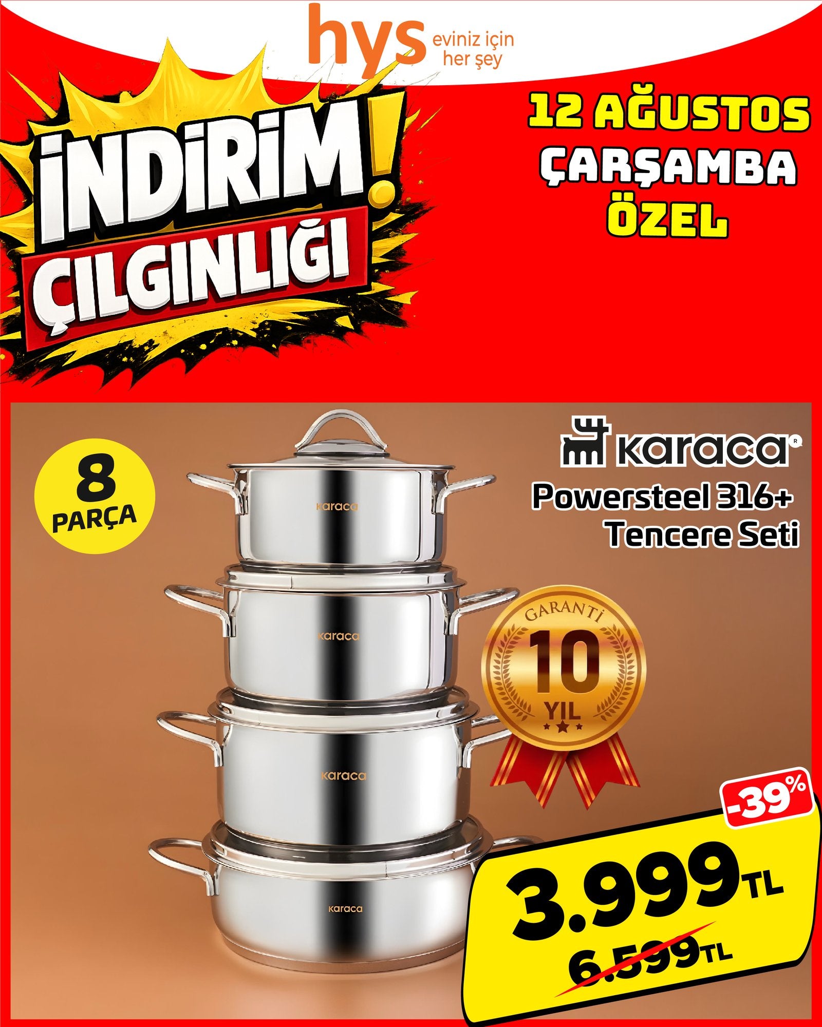 Karaca Powersteel 316+ 8 Parça Tencere Seti Ürün ana görseli