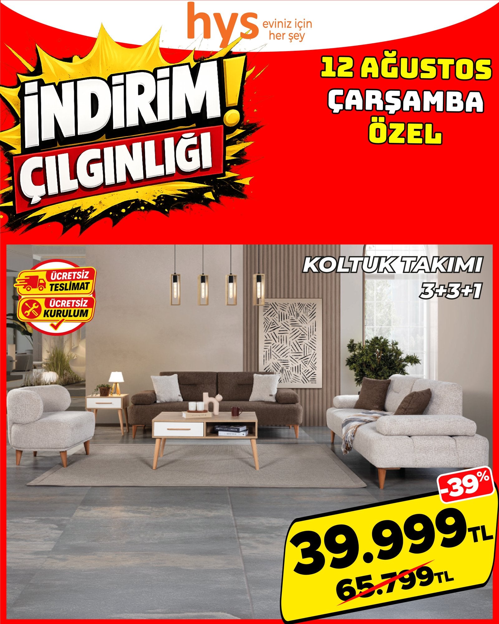 Krem Koltuk Takımı 3+3+1