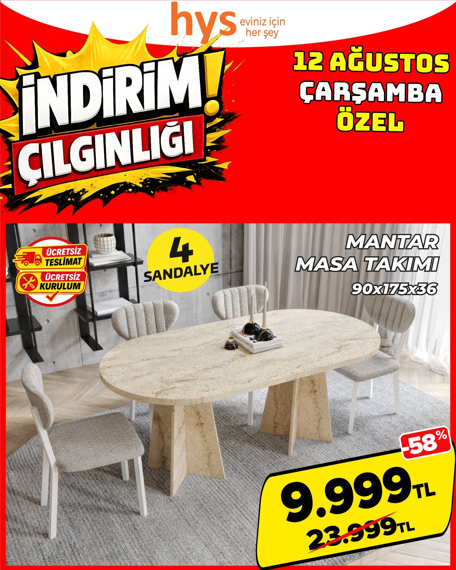 Mantar Masa Takımı 4 Sandalyeli