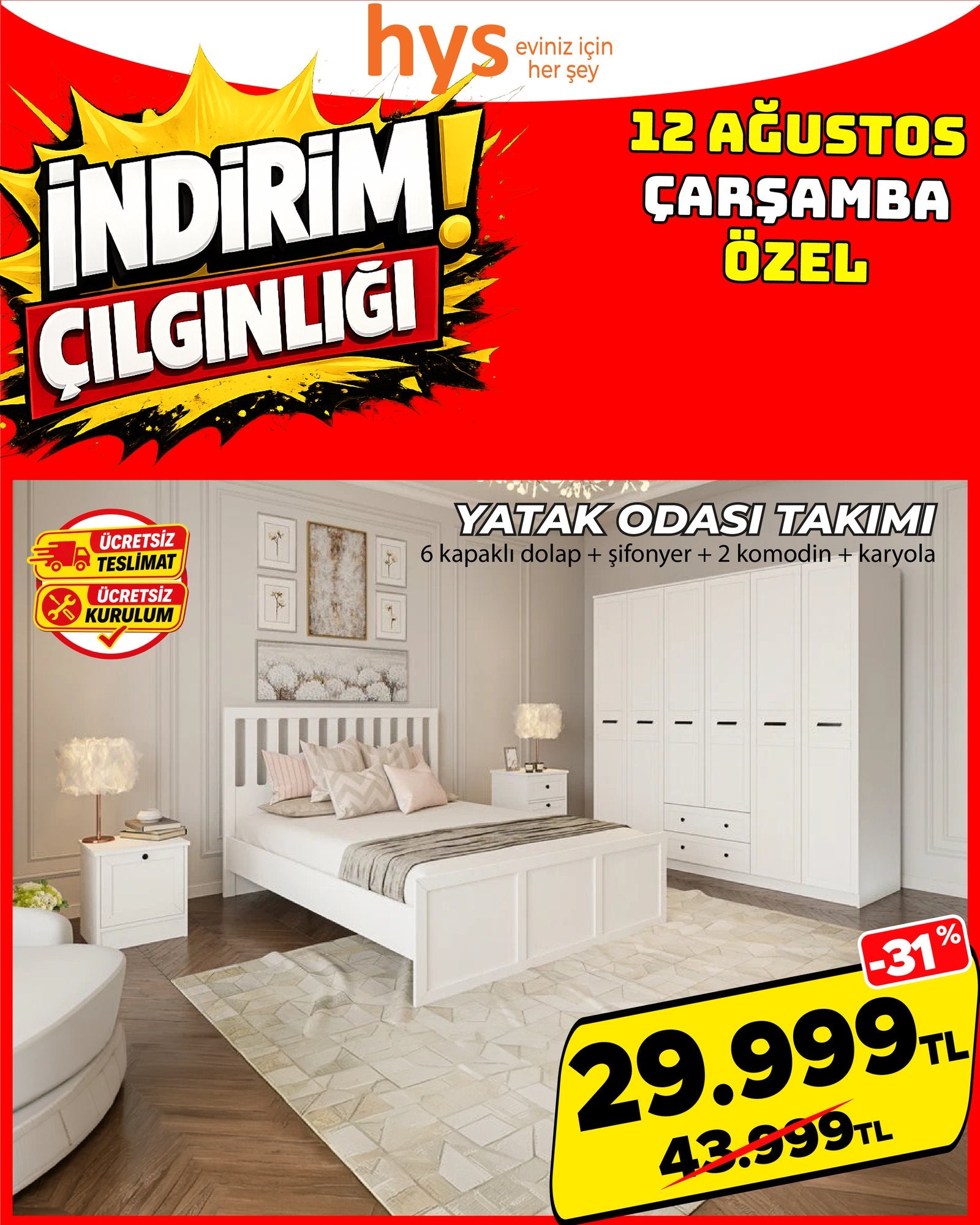 Beyaz Yatak Odası Takımı