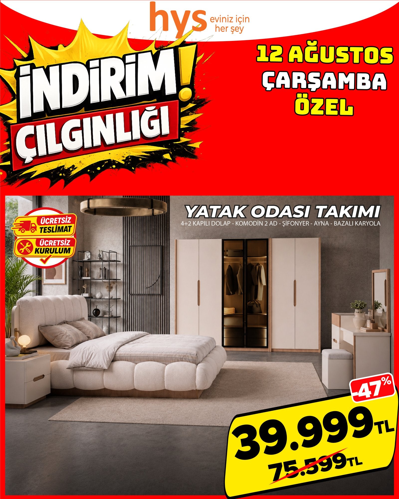 Krem Yatak Odası Takımı Ürün ana görseli
