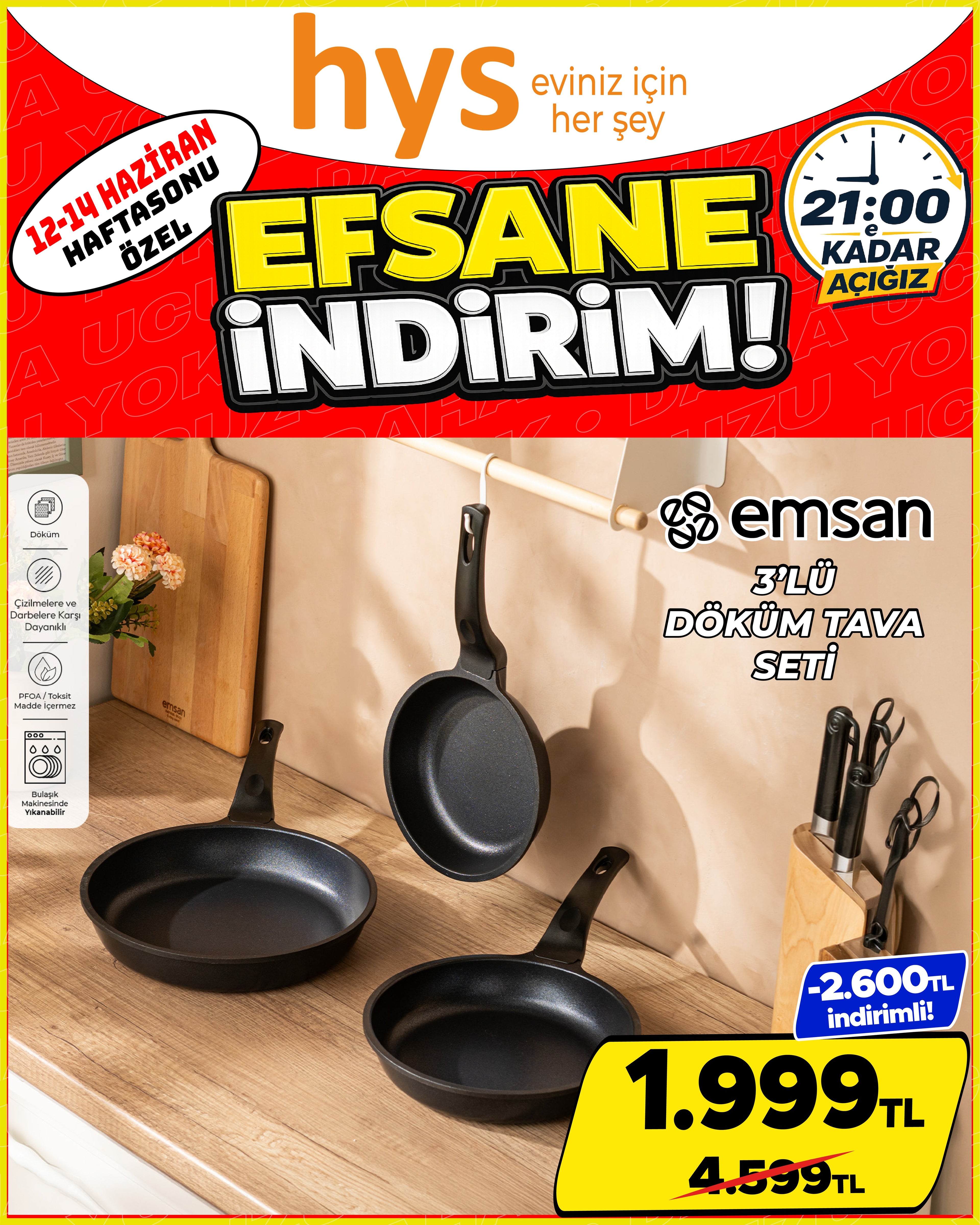 Emsan 3lü Stonewave Tava Seti