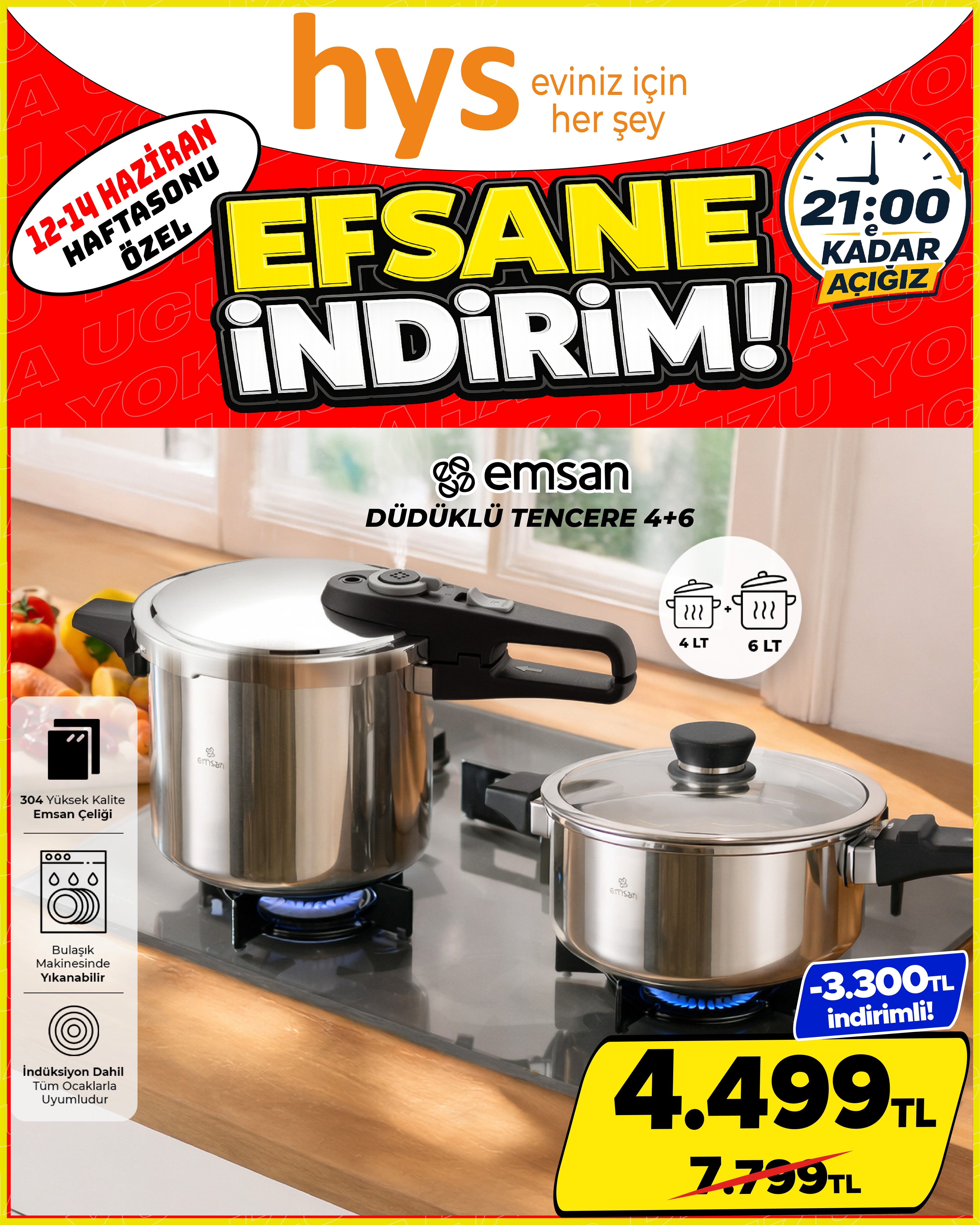 Emsan Düdüklü Tencere Seti 4+6 Lt Ürün ana görseli