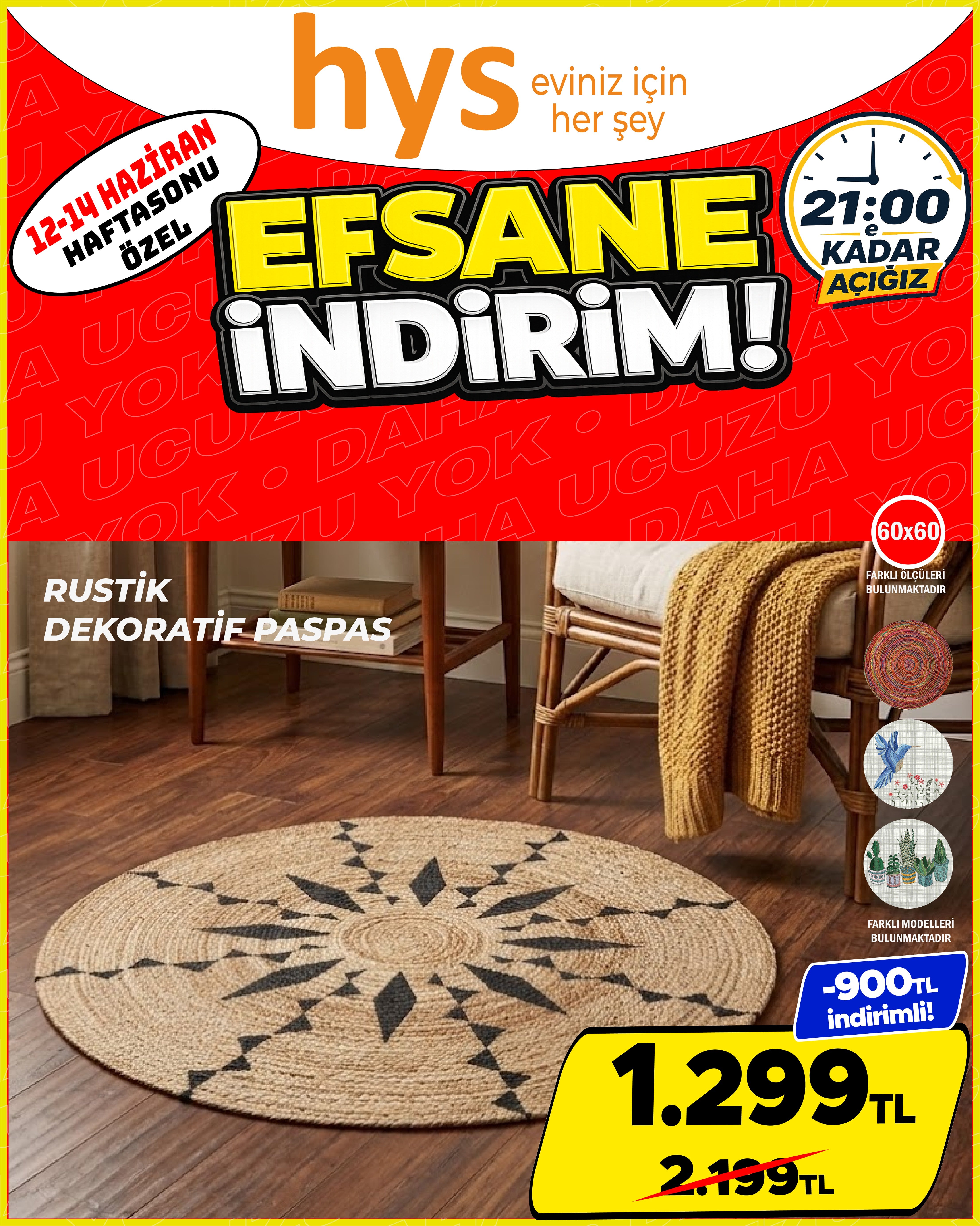 Rustik Dekoratif Hasır Paspas Ürün ana görseli