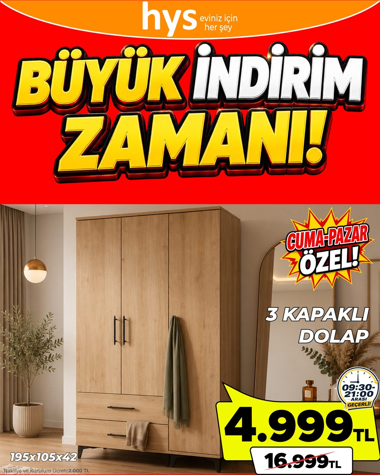 3 Kapılı Dolap Ürün ana görseli