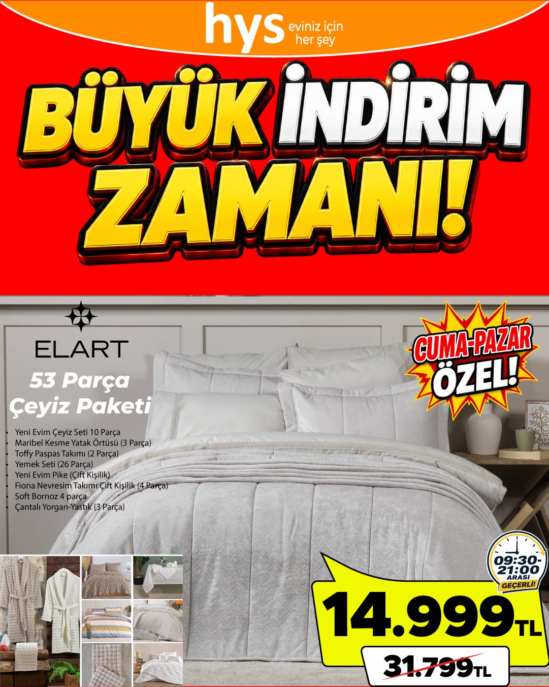 Elart 53 Parça Çeyiz Paketi