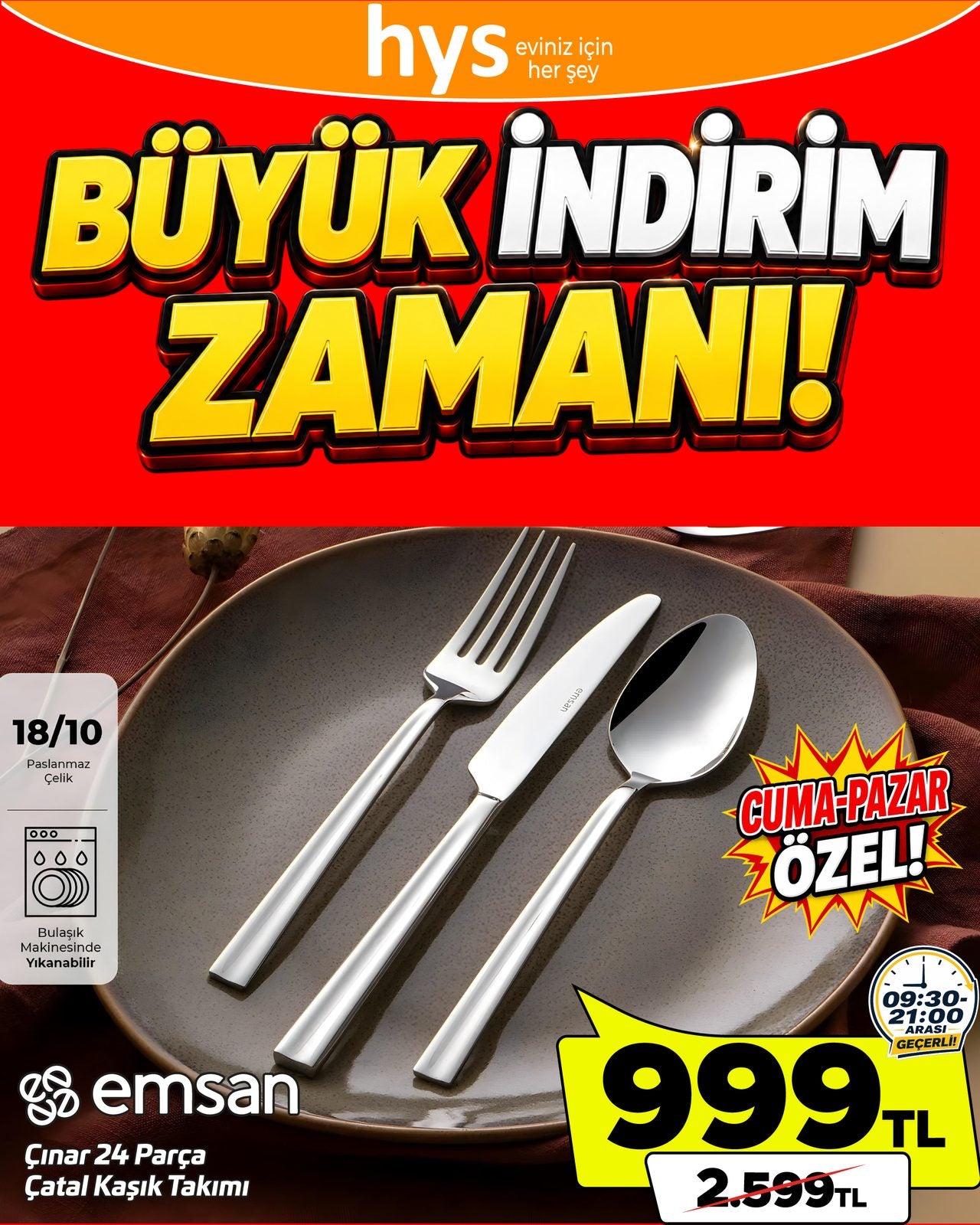Emsan 24 Parça Çatal Kaşık Takımı Ürün ana görseli