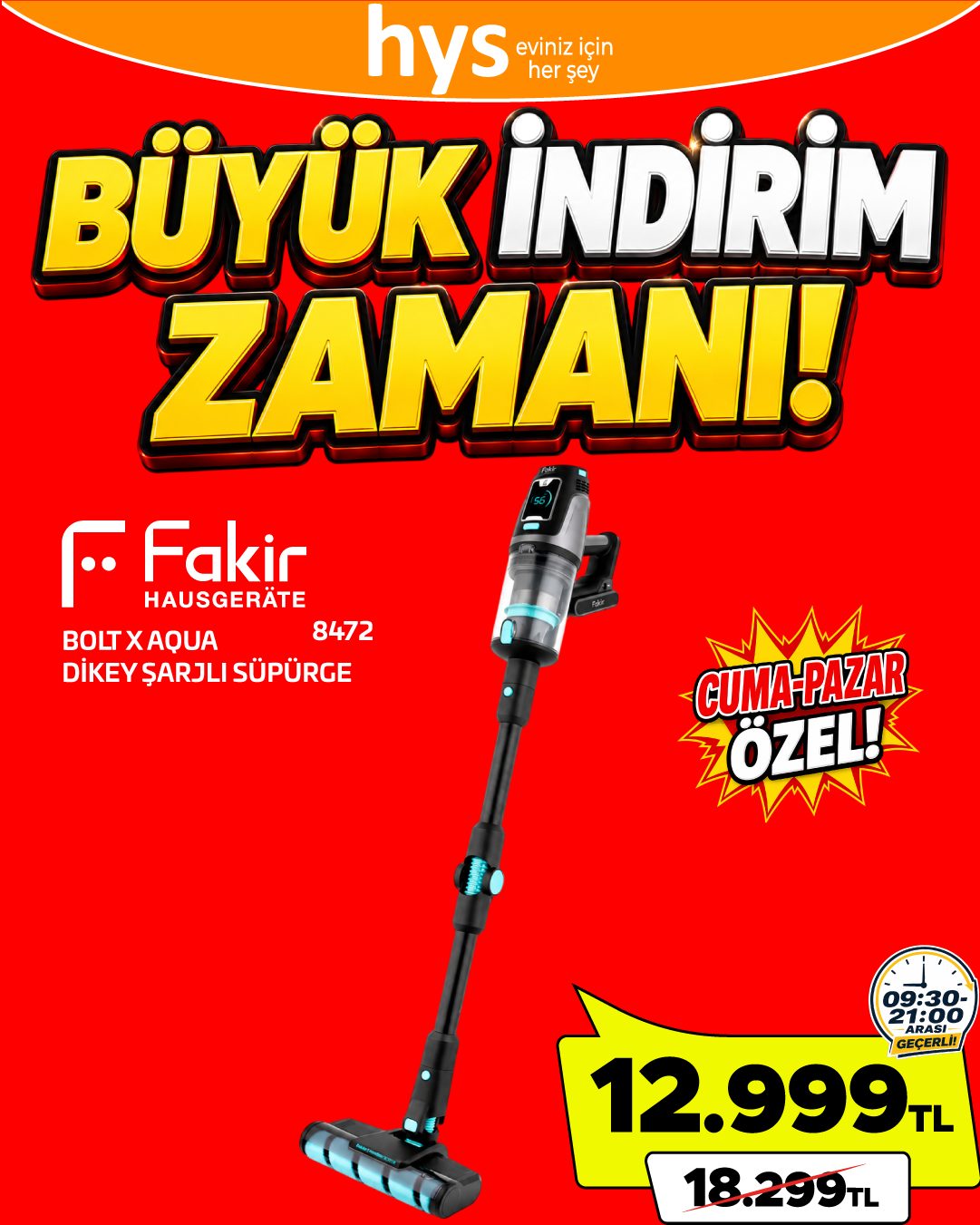 Fakir Dikey Şarjlı Süpürge