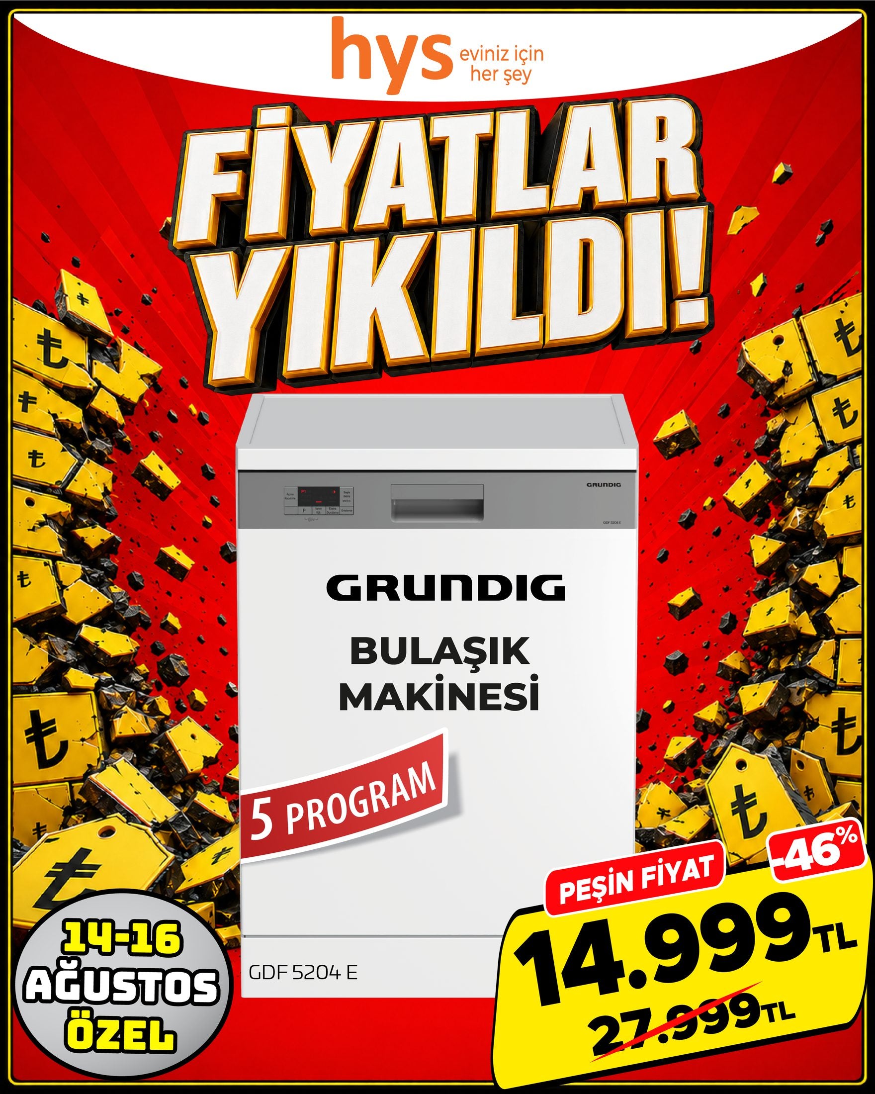 Grundig 5 Program Bulaşık Makinesi Ürün ana görseli