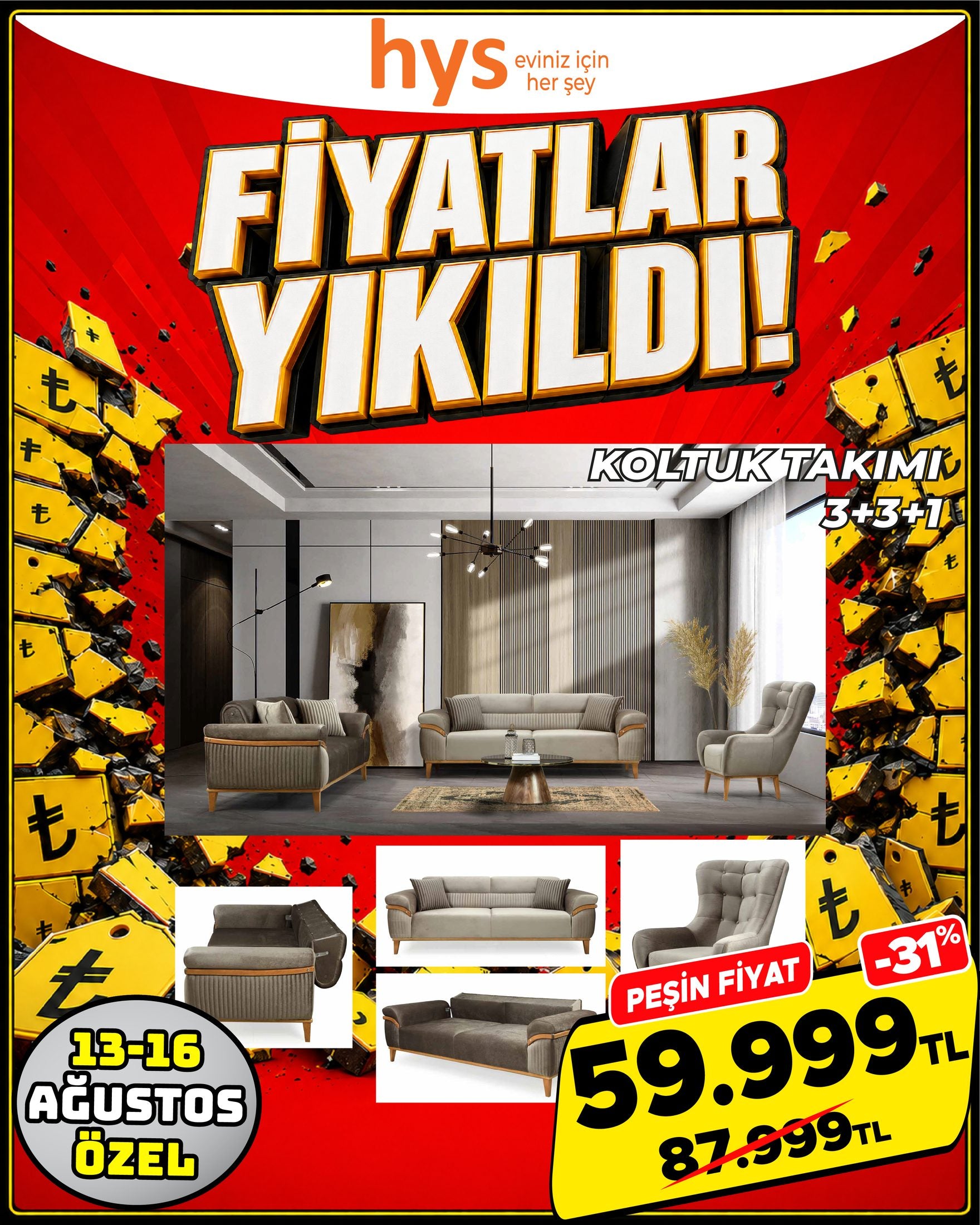 Koltuk Takımı 3+3+1 Model 1