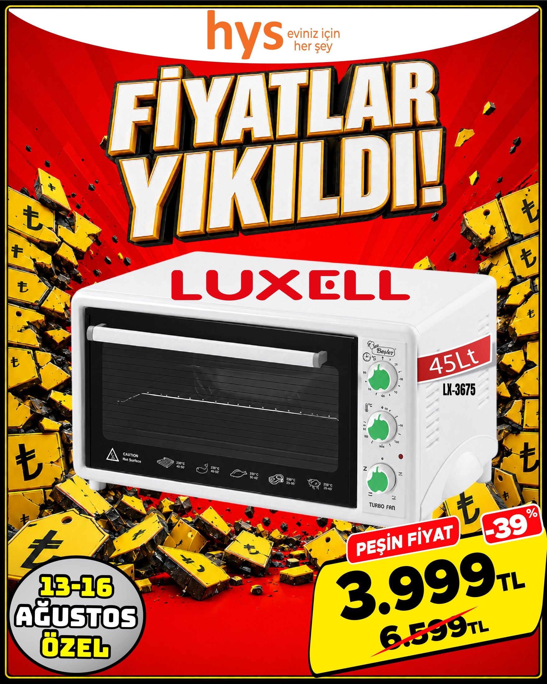 Luxell Mini Fırın 45 Lt Ürün ana görseli