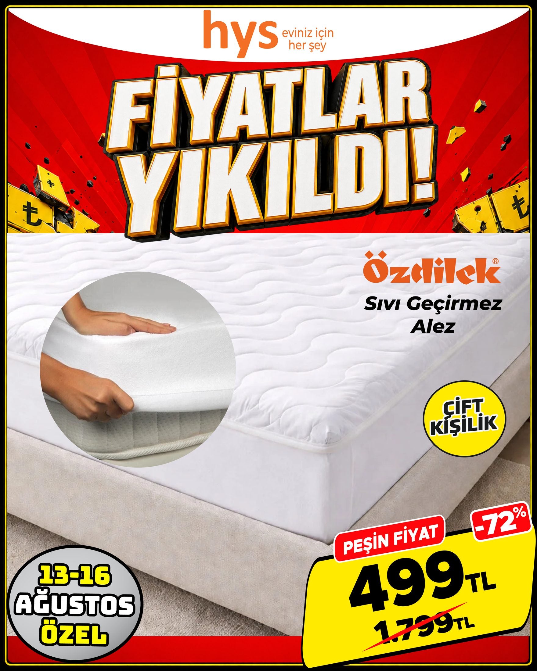 Özdilek Çift Kişilik Sıvı Geçirmez Alez