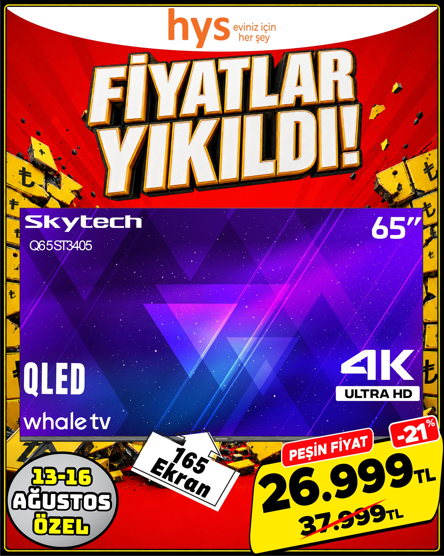 Skytech 65 İnç QLED TV Ürün ana görseli