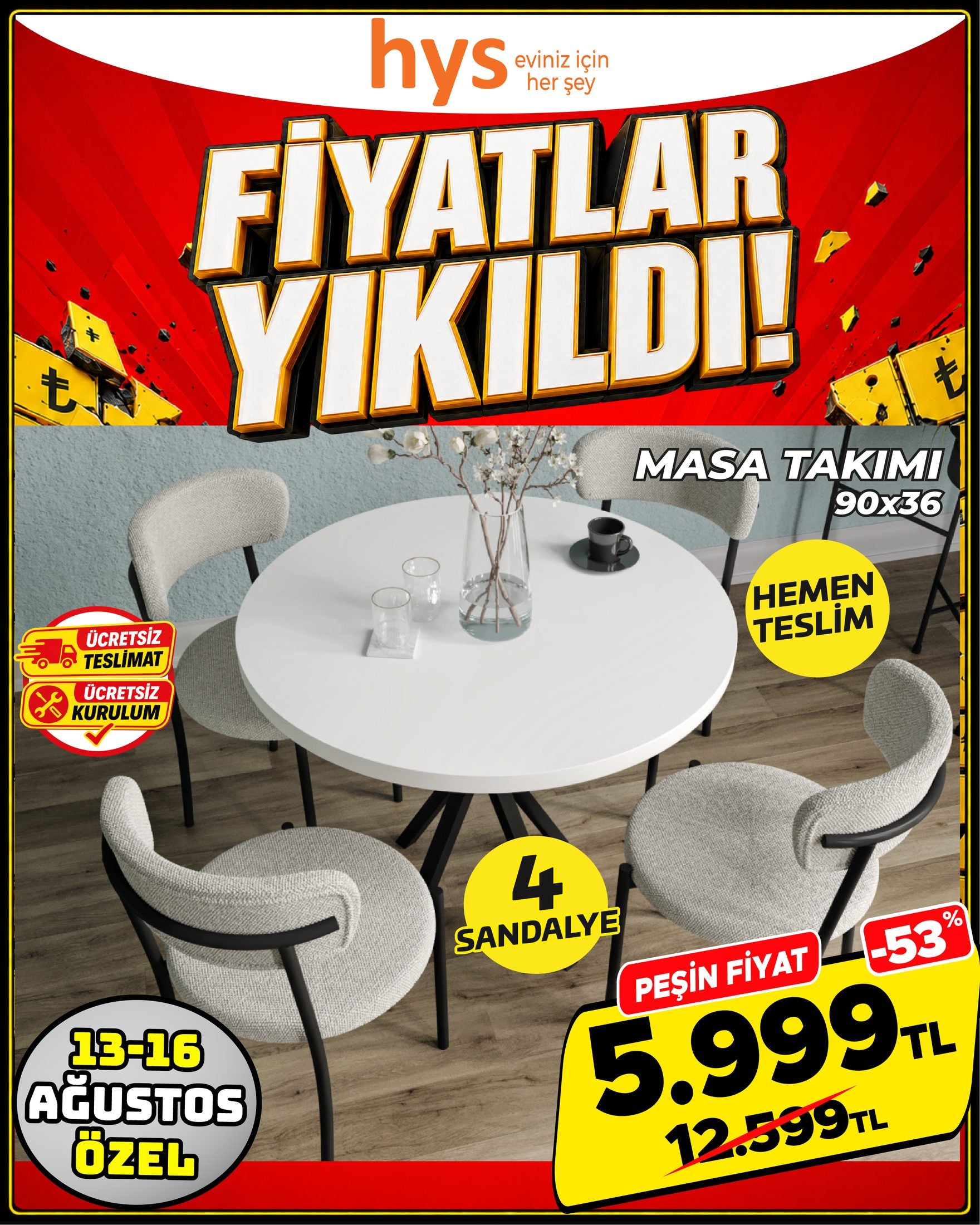 Yuvarlak Masa Takımı Ürün ana görseli