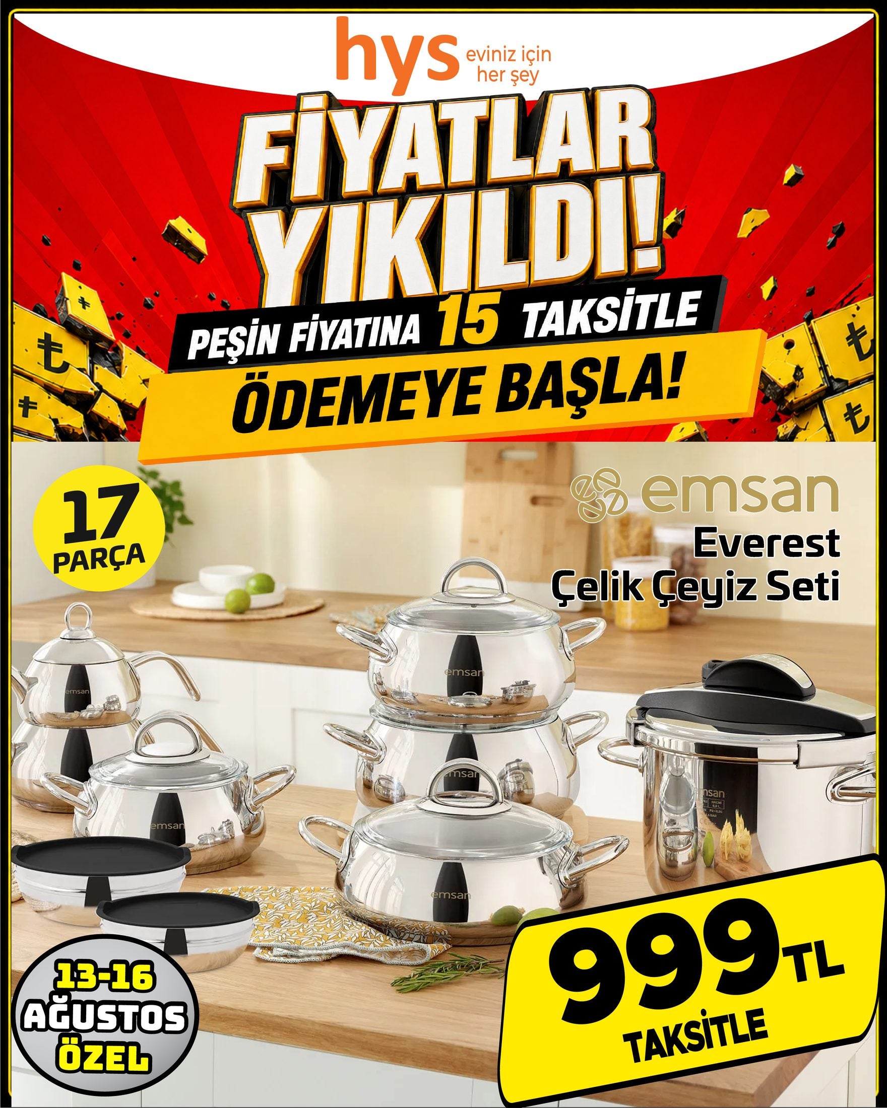 Emsan Everest Çelik Çeyiz Seti 17 Parça Ürün ana görseli