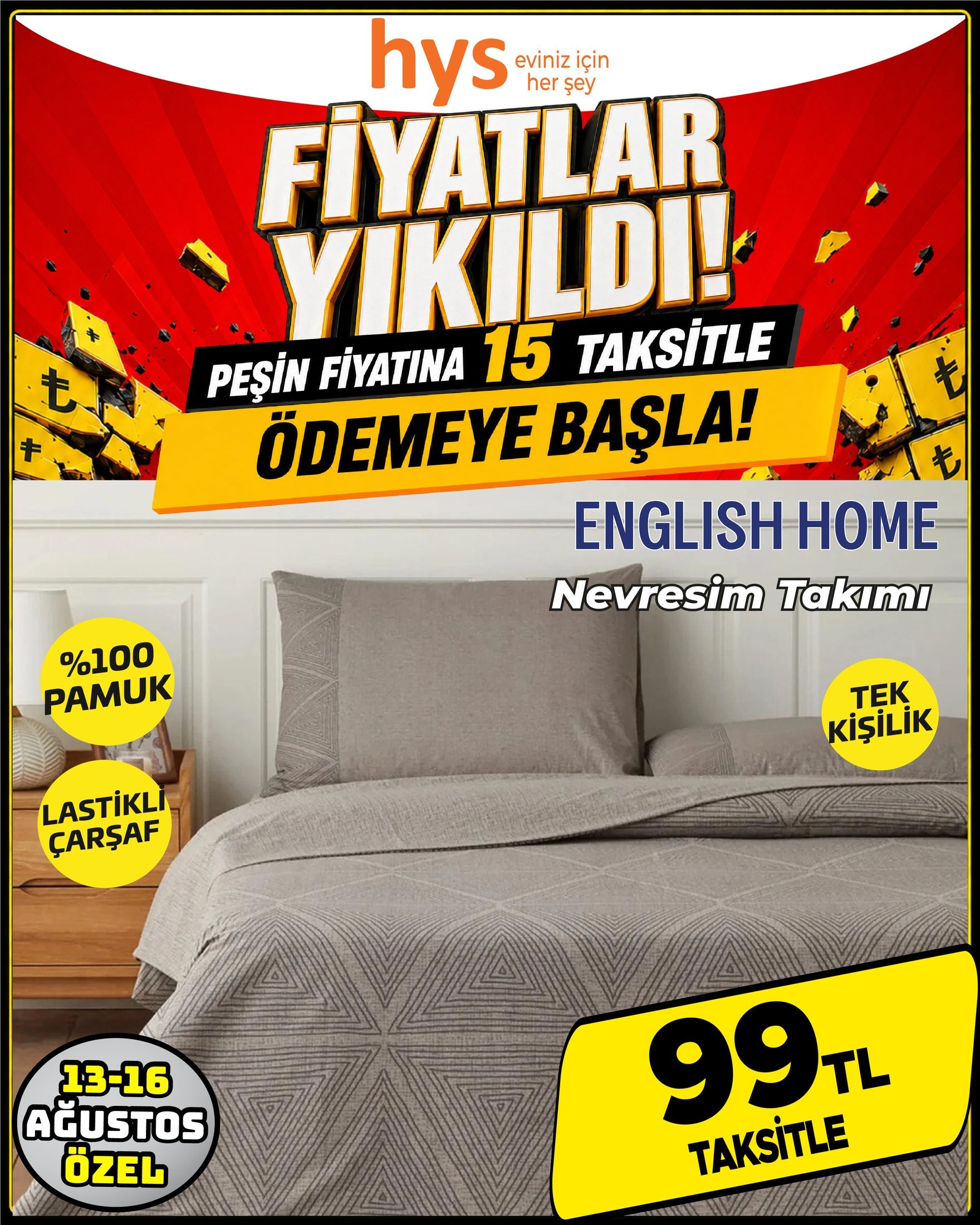English Home Tek Kişilik Nevresim Takımı Ürün ana görseli