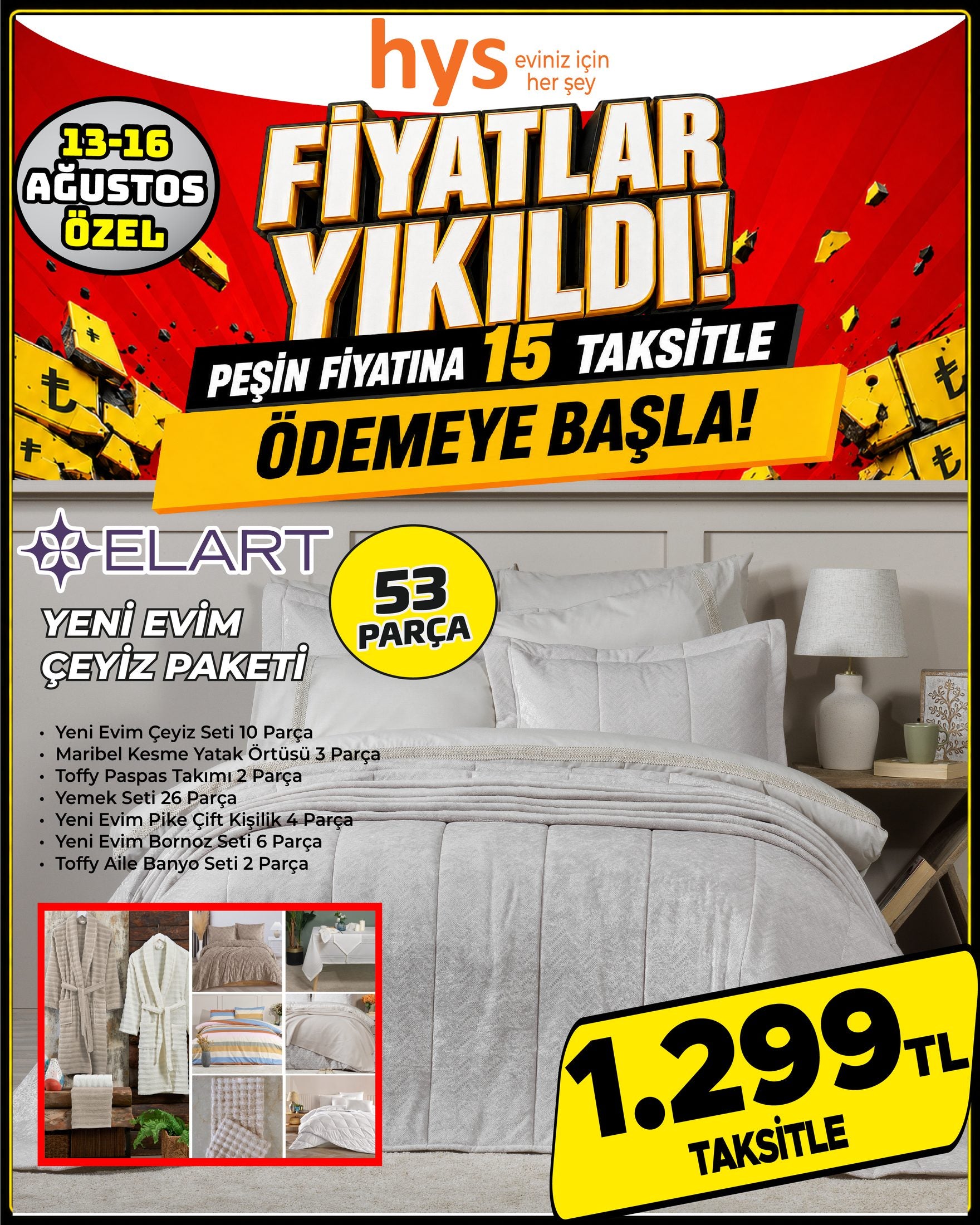 Yeni Evim Çeyiz Paketi 53 Parça Ürün ana görseli