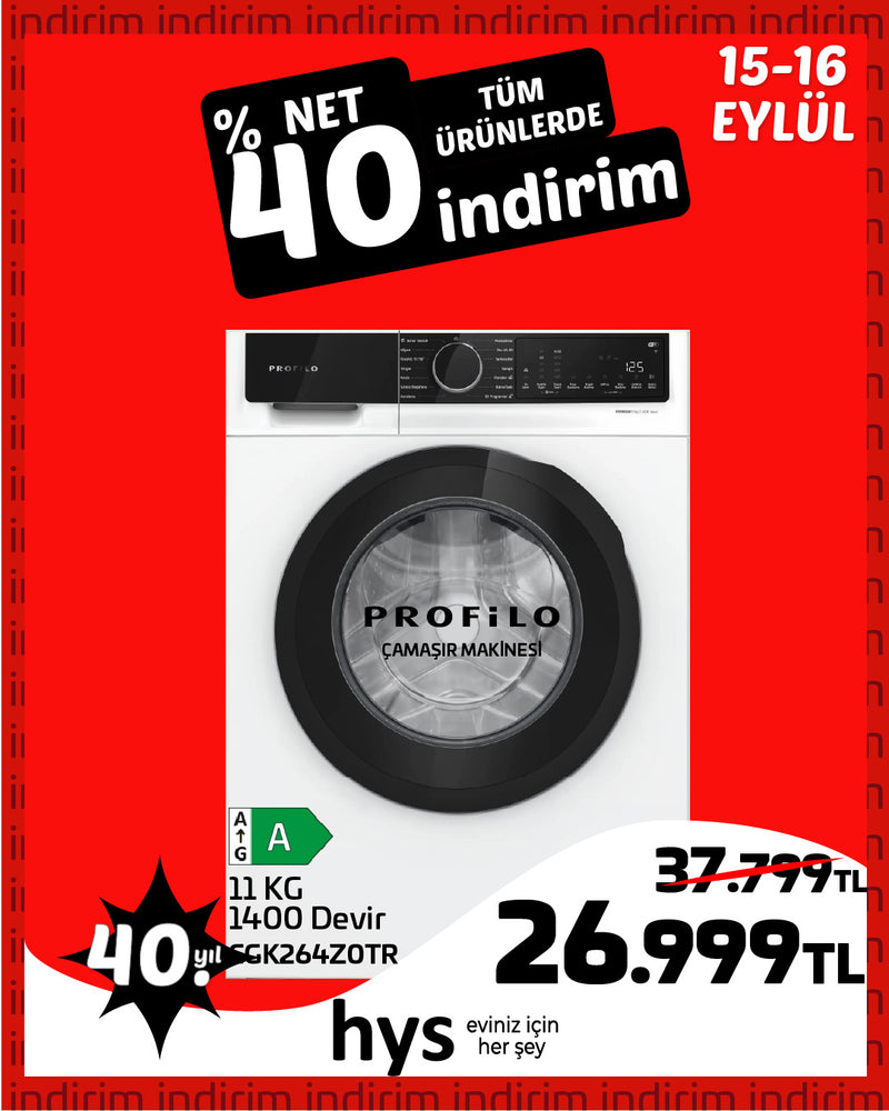 Profilo Çamaşır Makinesi 11 KG 1400 Devir CGK264Z0TR