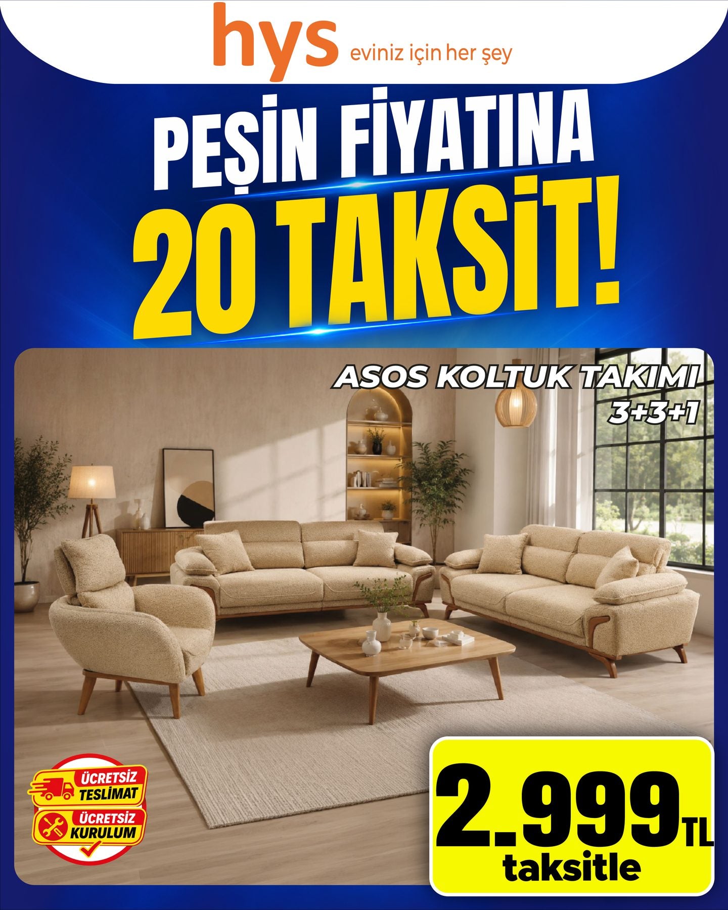 Asos Koltuk Takımı 3+3+1