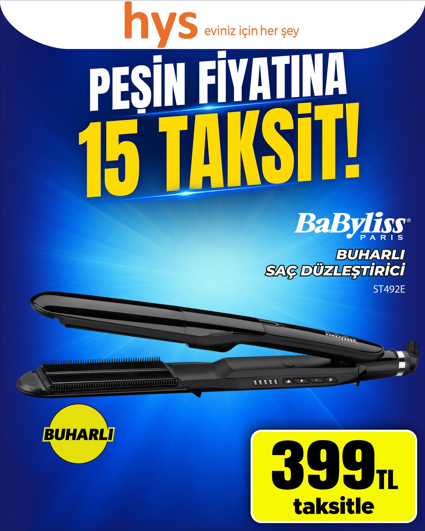 BaByliss Buharlı Saç Düzleştirici ST492E