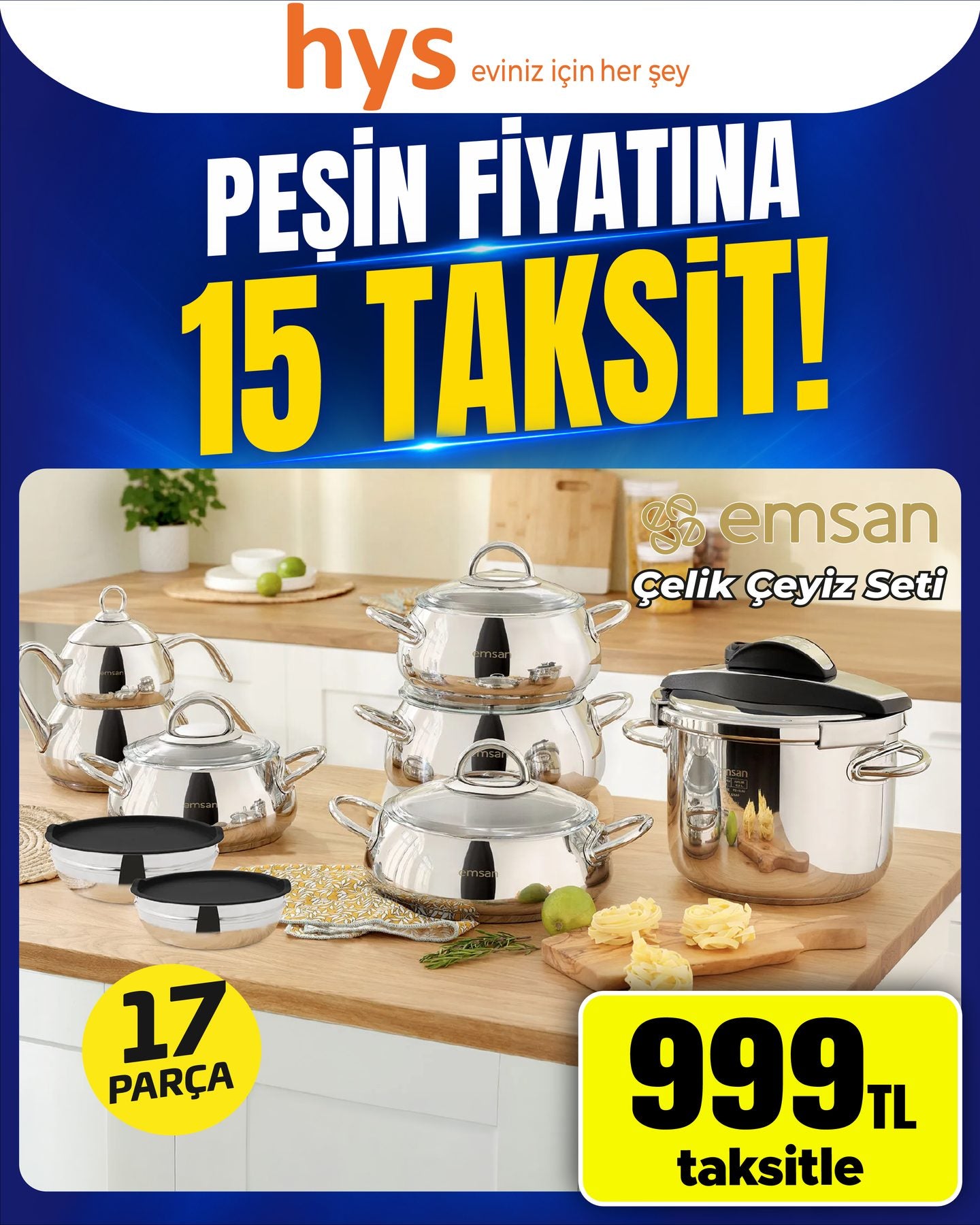 Emsan Everest Çelik Çeyiz Seti 17 Parça Ürün ana görseli