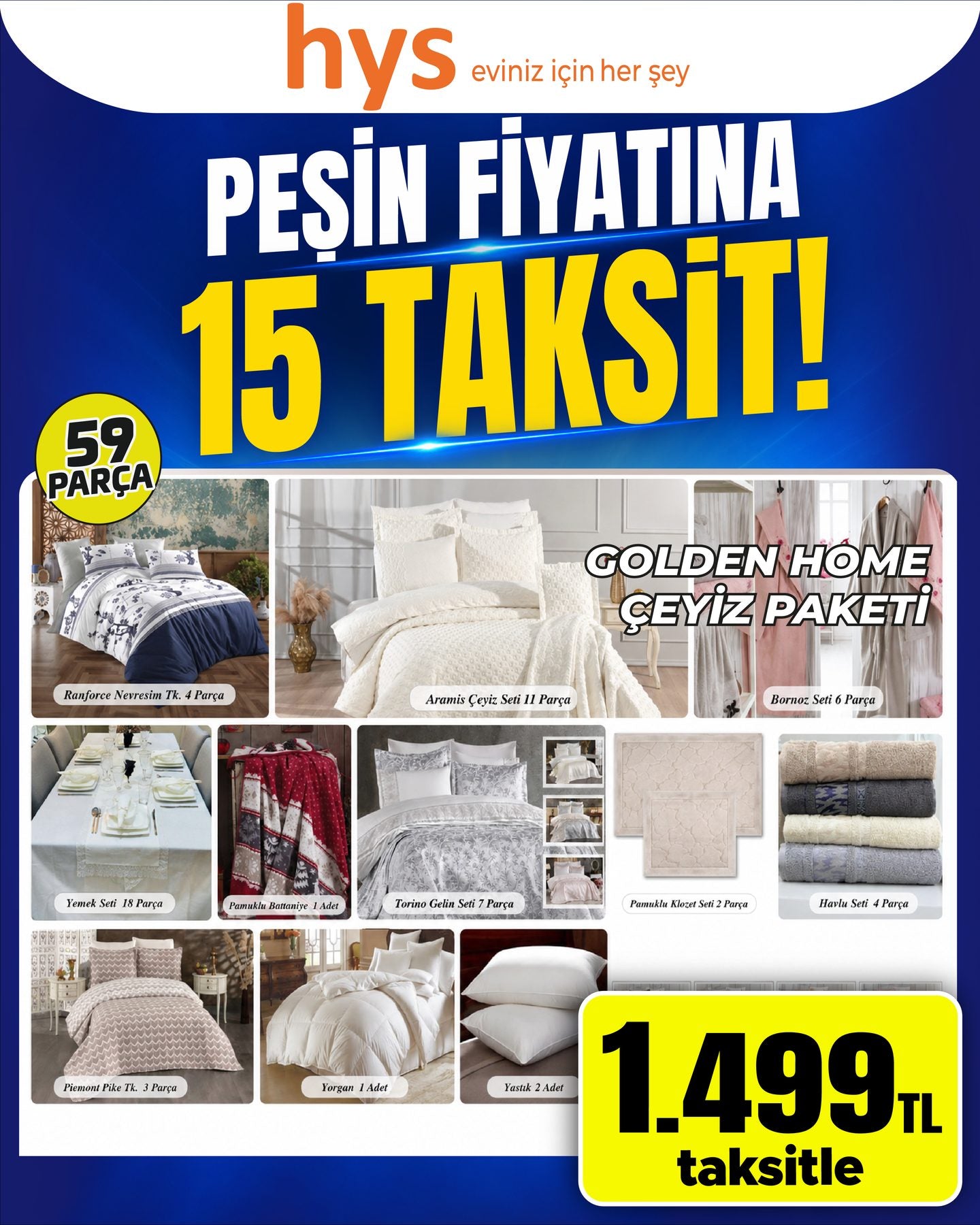 Golden Home Çeyiz Paketi 59 Parça