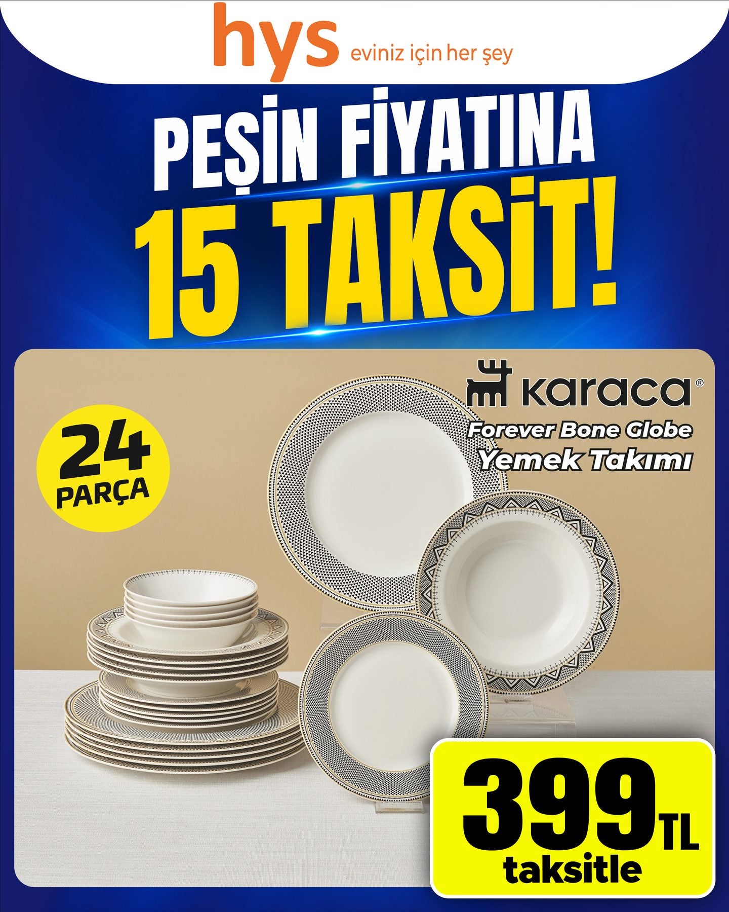 Karaca Forever Bone Globe Yemek Takımı 24 Parça Ürün ana görseli