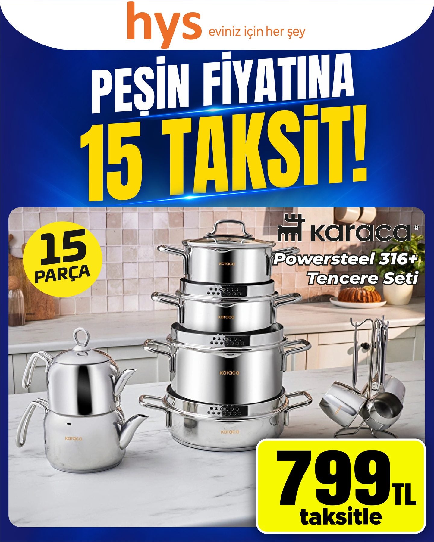Karaca Powersteel 316 Tencere Seti 15 Parça
