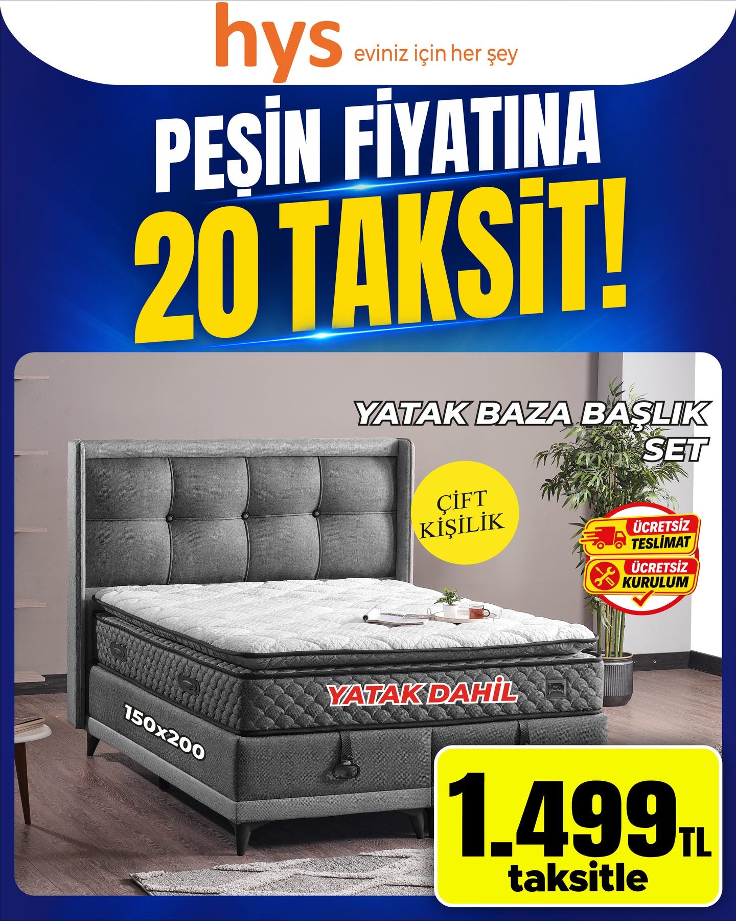 Yatak Baza Başlık Set 160x200 Ürün ana görseli