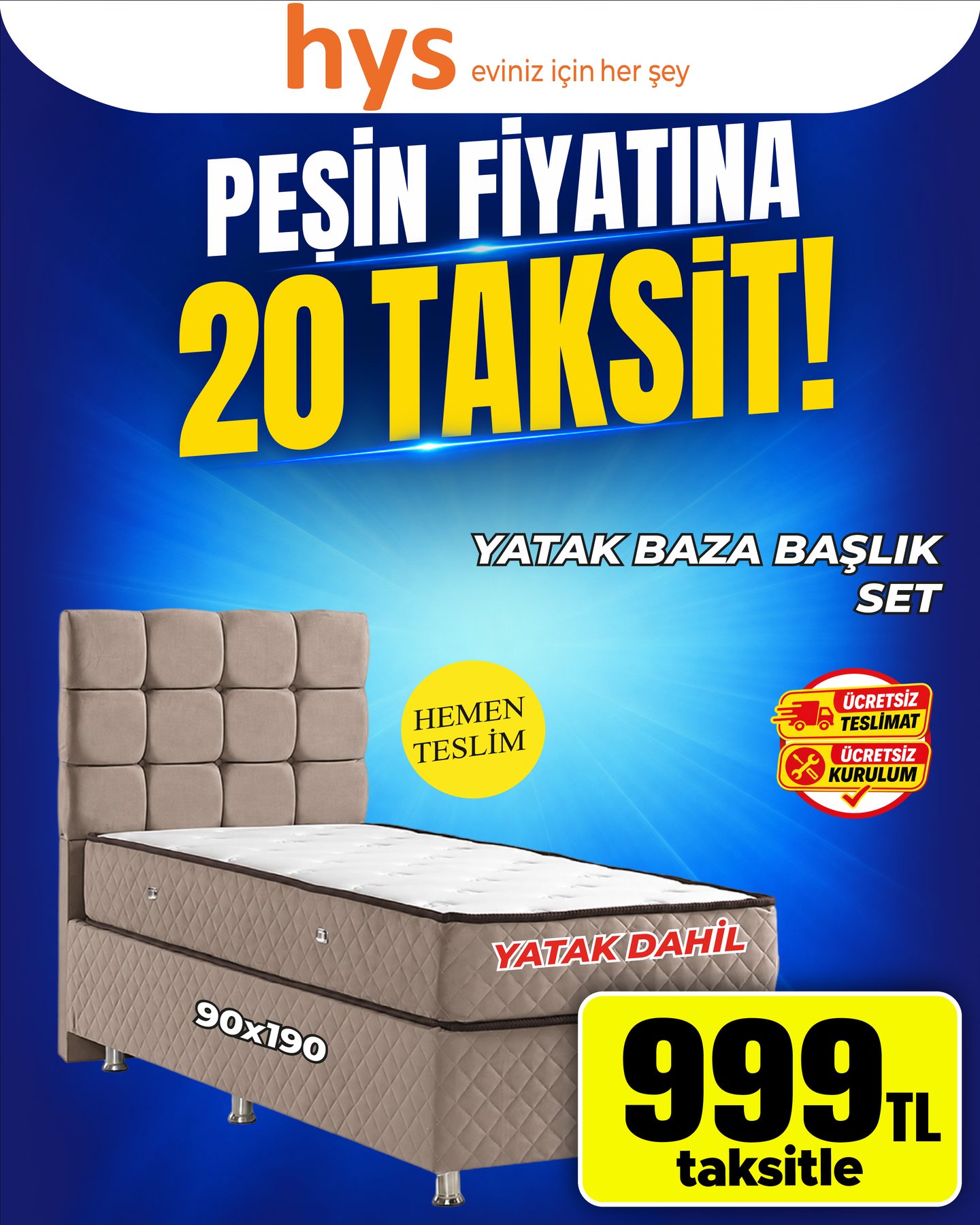 Yatak Baza Başlık Set 90x190 Ürün ana görseli