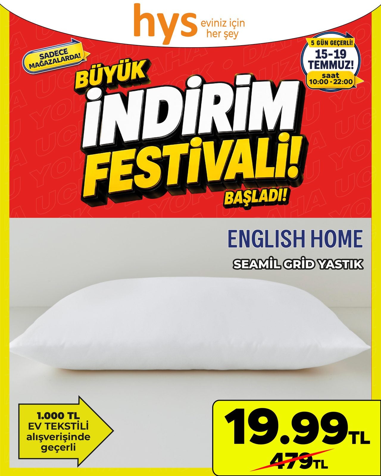 English Home Seamli Gri Yastık