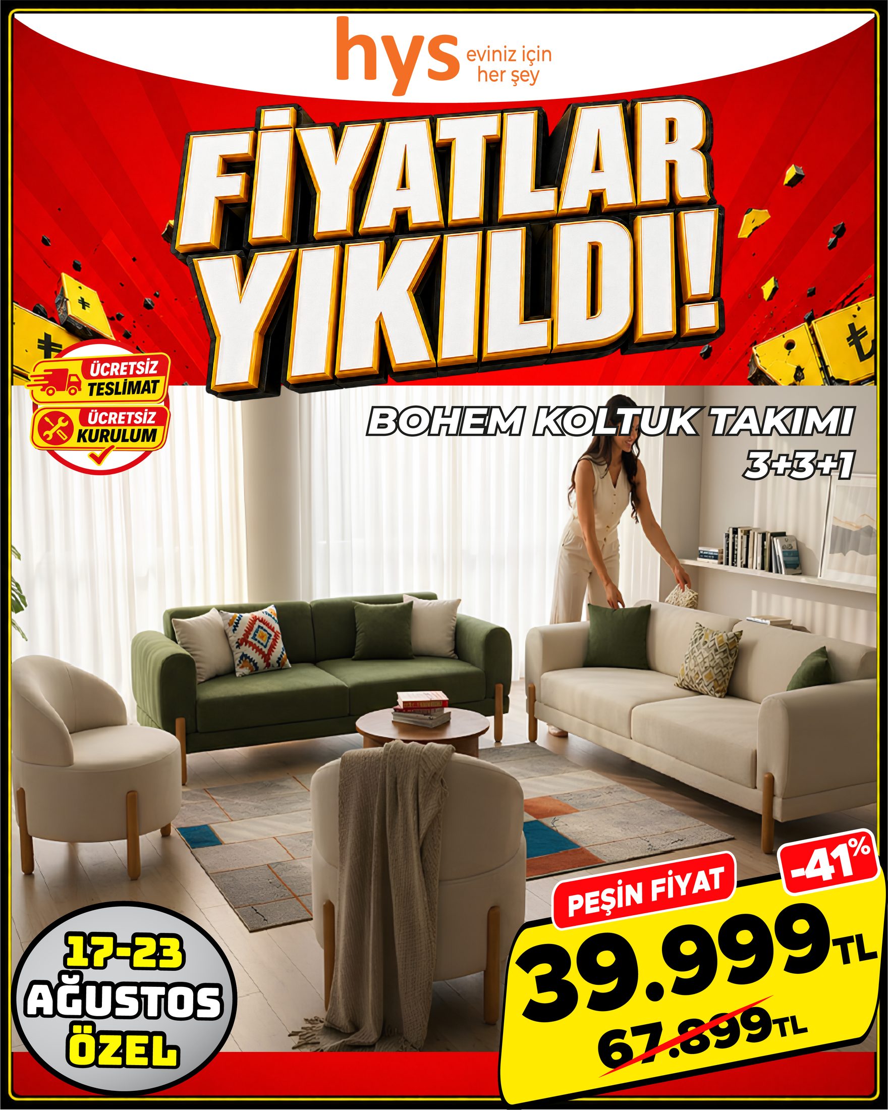 Bohem Koltuk Takımı 3+3+1