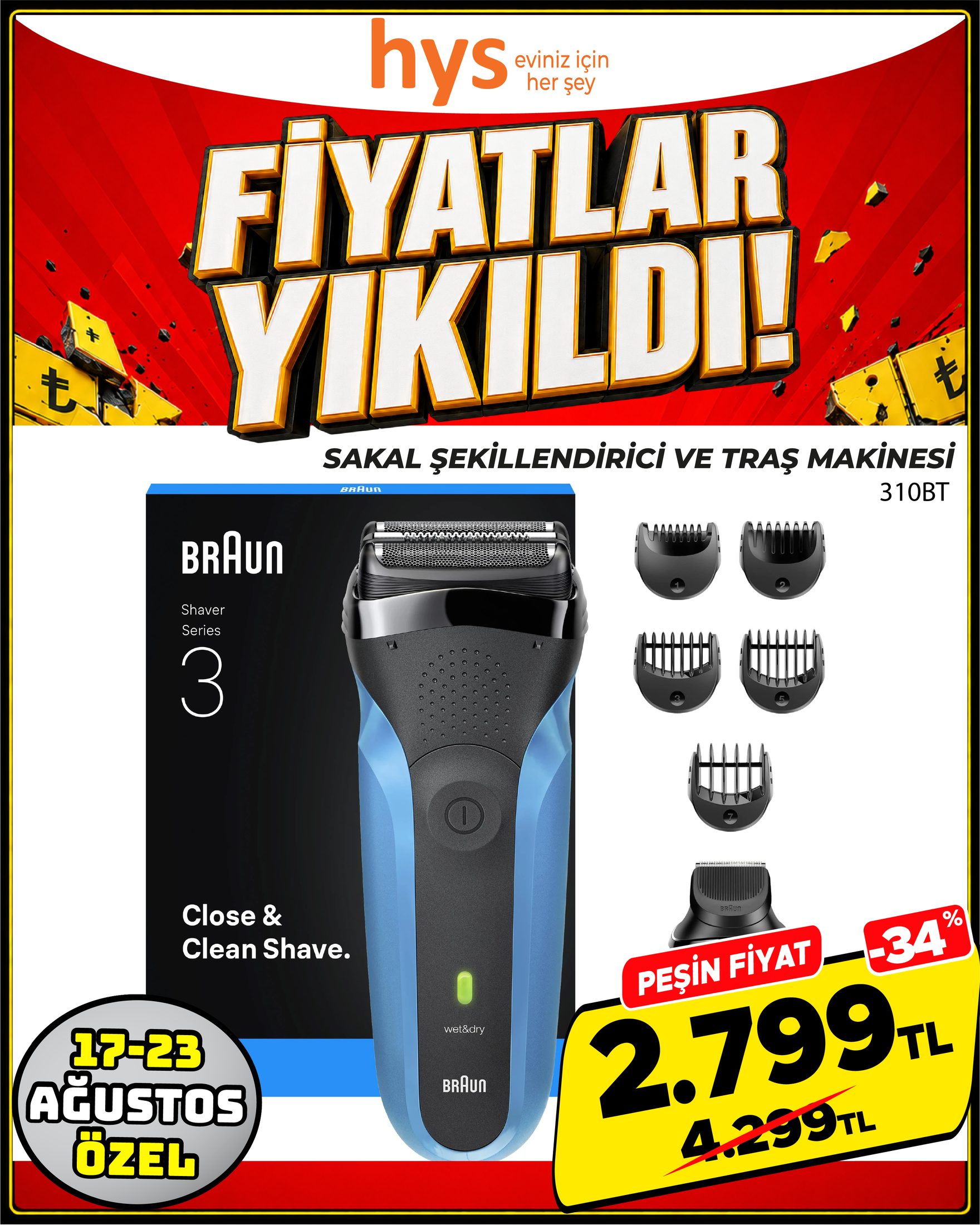 Braun Sakal Şekillendirici ve Tıraş Makinesi 310BT Ürün ana görseli