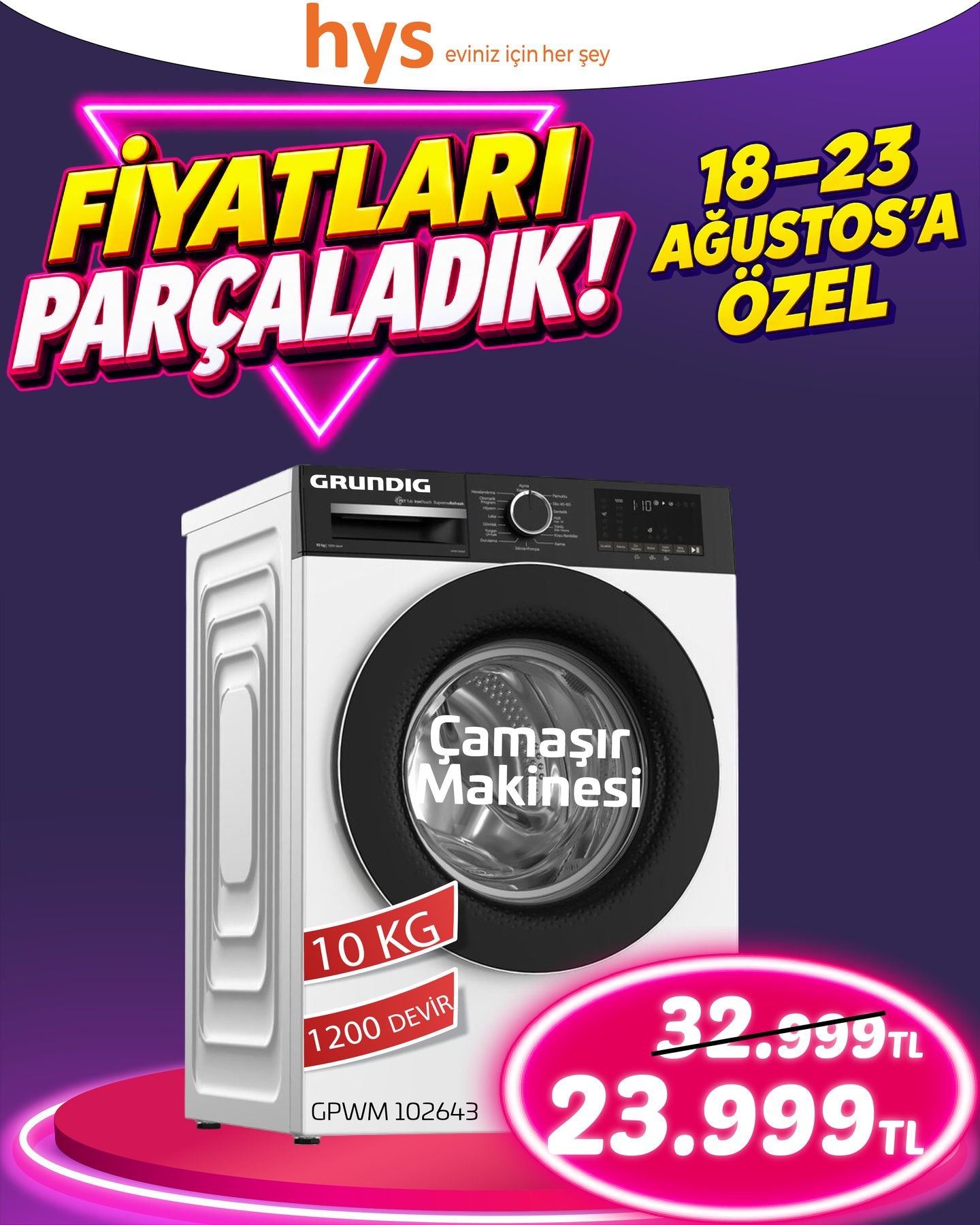 Altus Çamaşır Makinesi 10 Kg