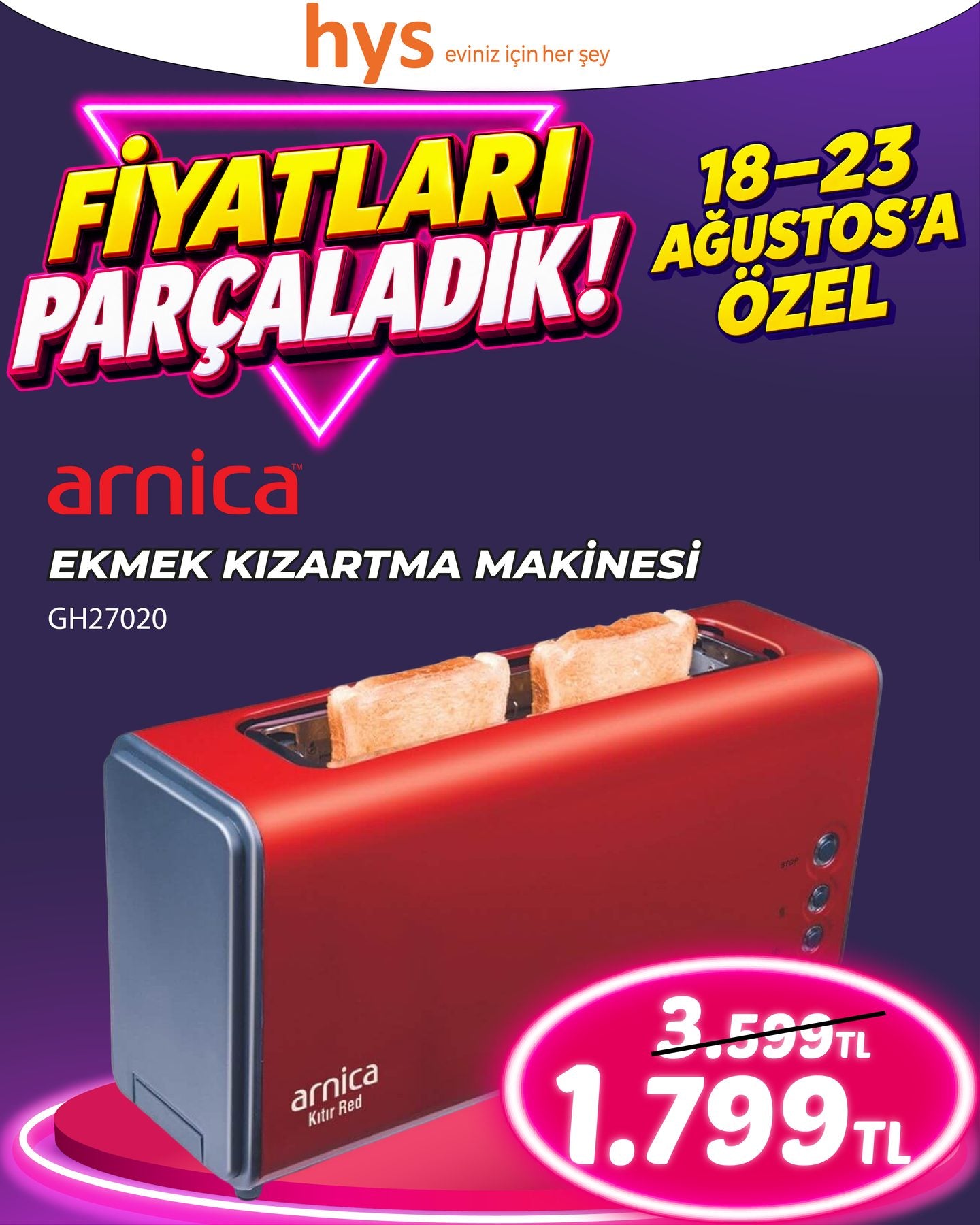 Arnica Ekmek Kızartma Makinesi GH27020
