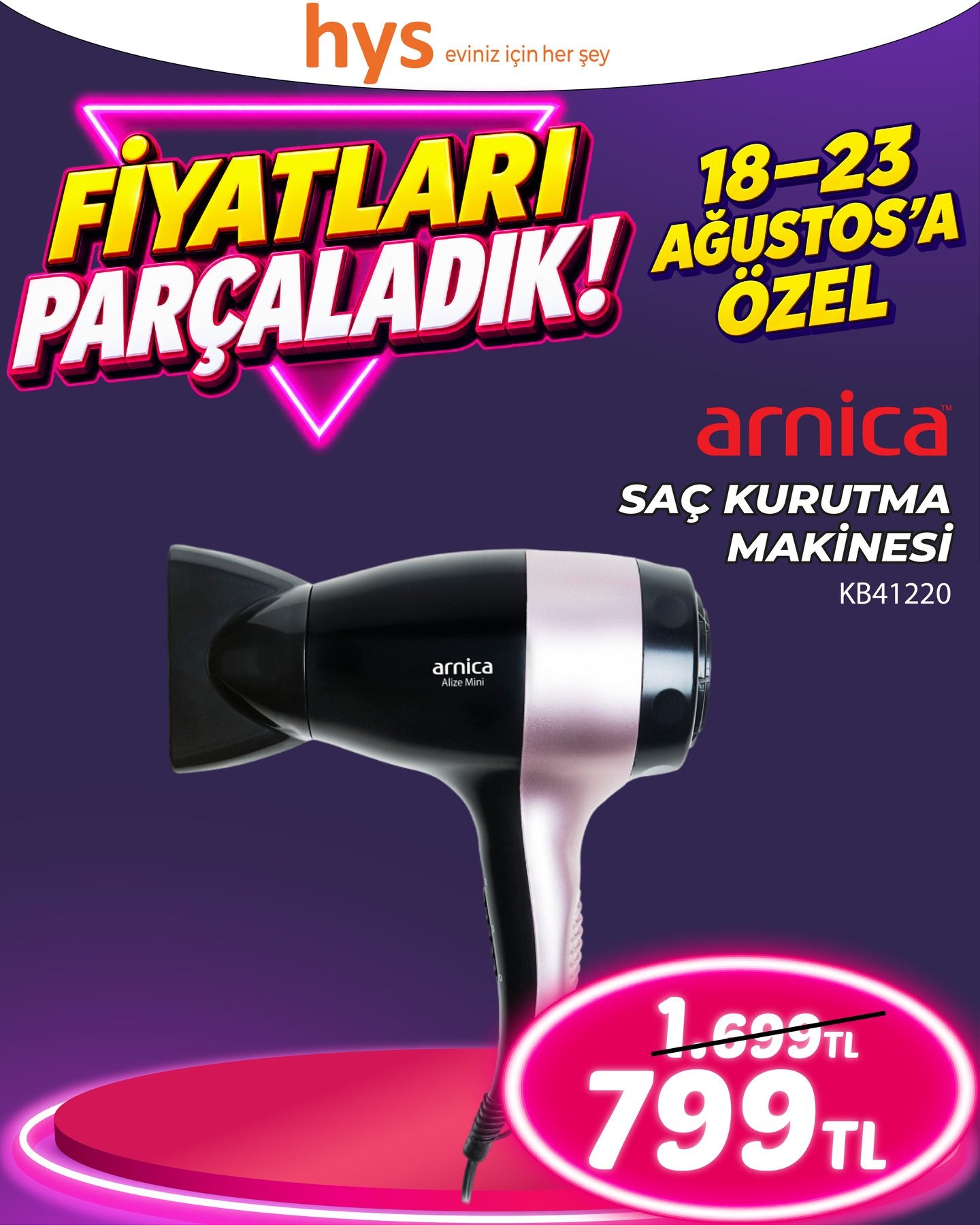 Arnica Saç Kurutma Makinesi B41220