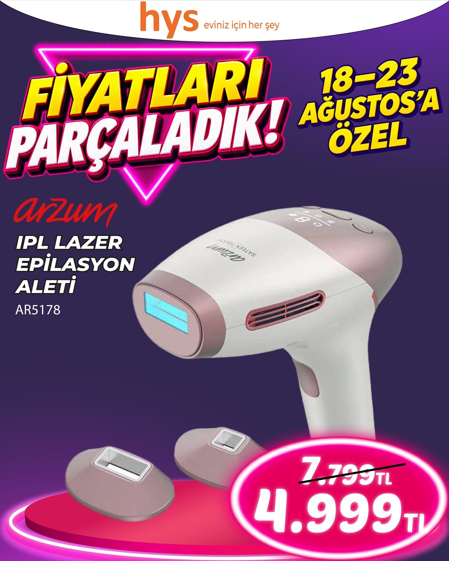 Arzum IPL Lazer Epilasyon Aleti AR5178