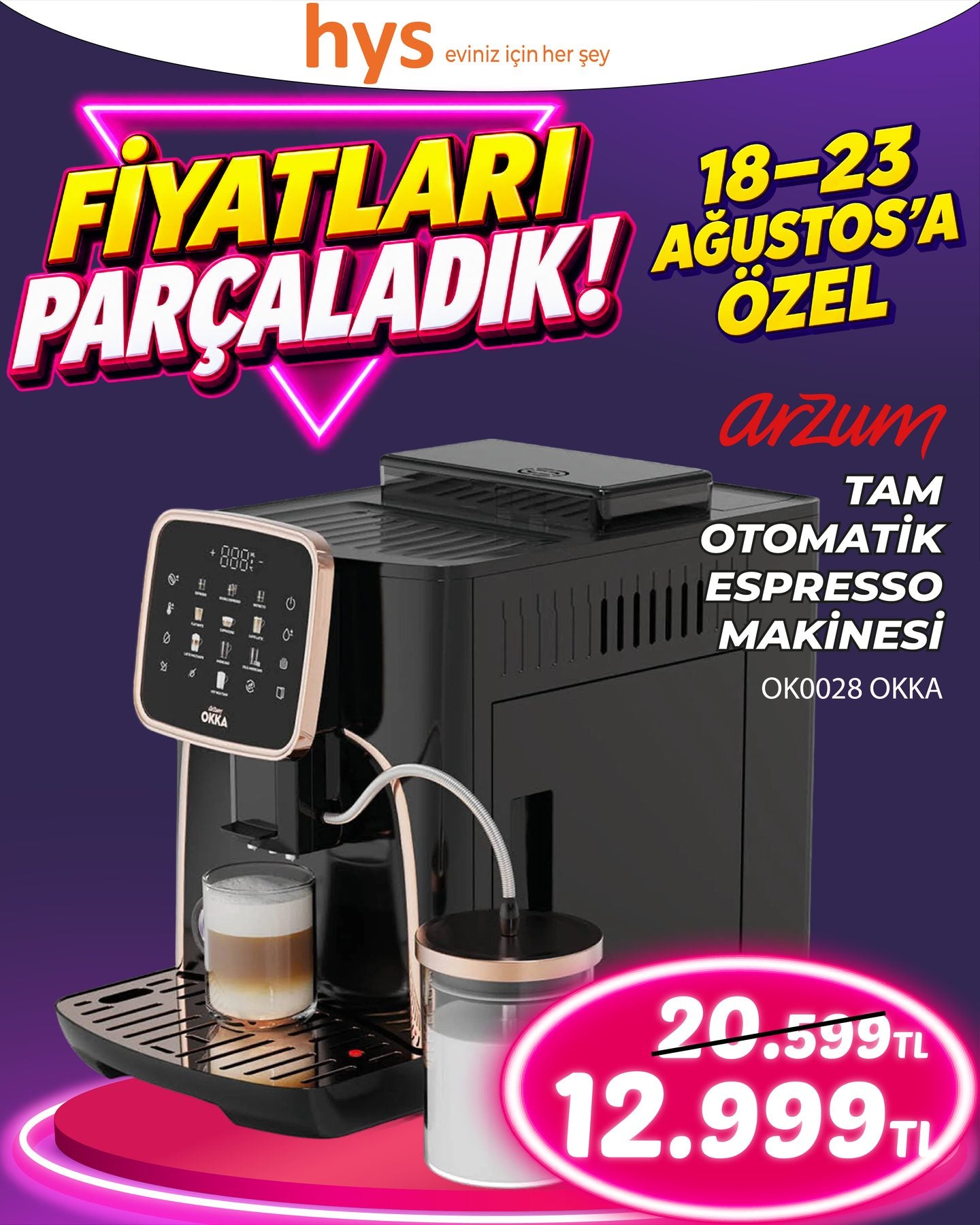 Arzum Okka Otomatik Espresso Makinesi OK0028