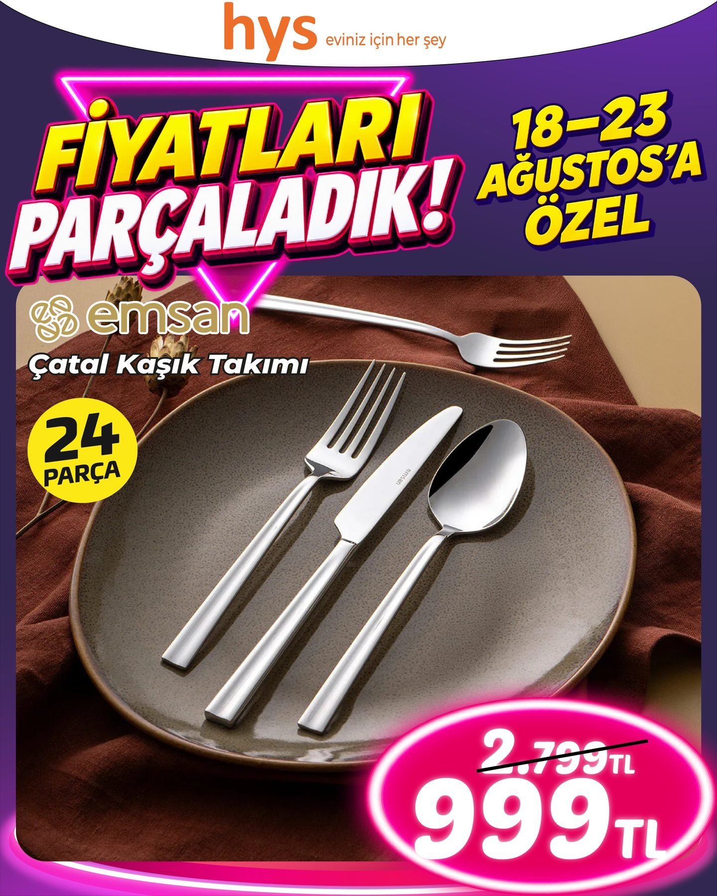 Emsan Çatal Kaşık Takımı 24 Parça