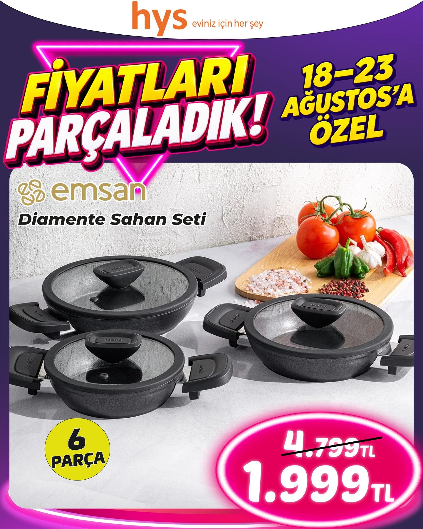 Emsan Diamante Sahan Seti 6 Parça