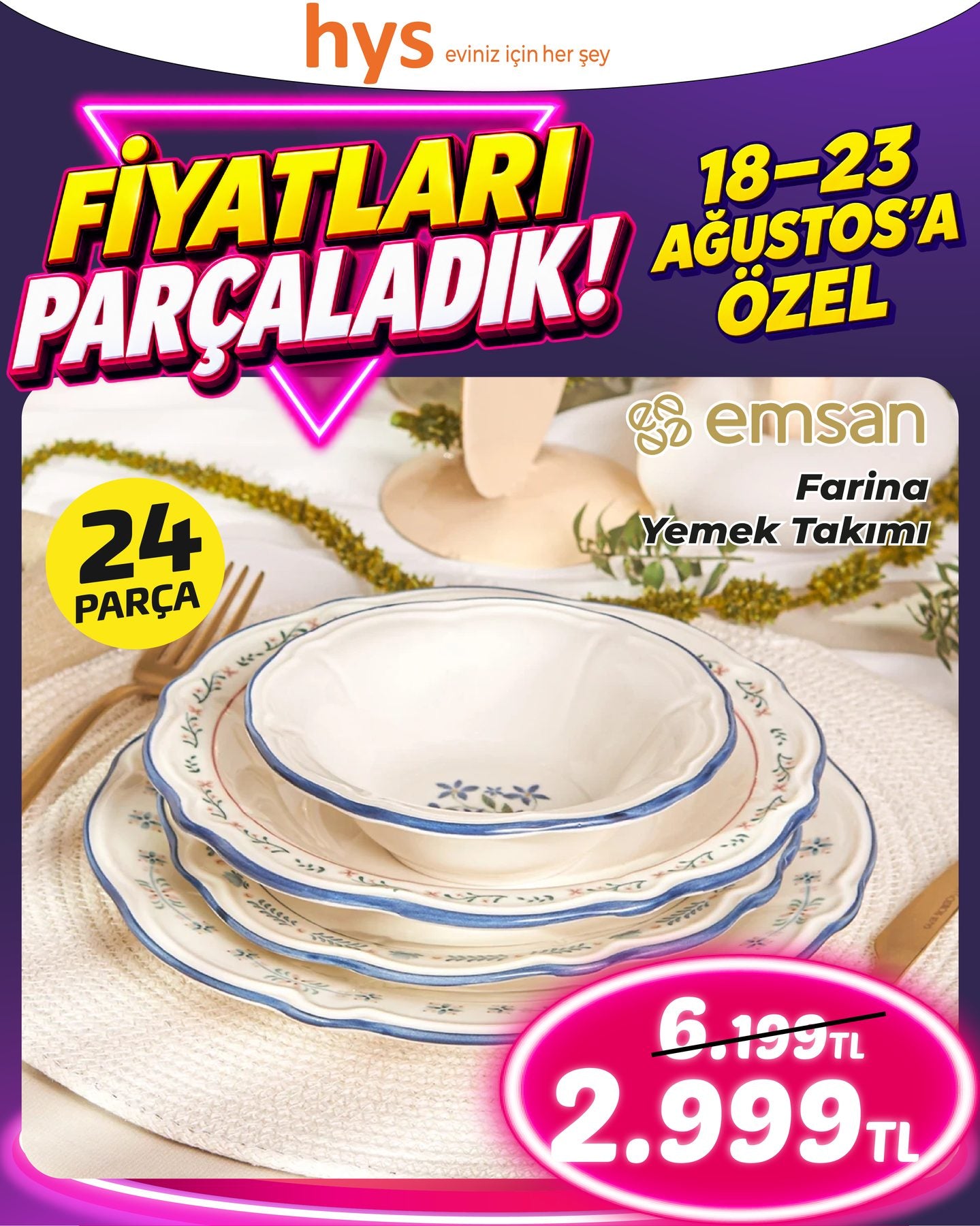 Emsan Farina Yemek Takımı 24 Parça