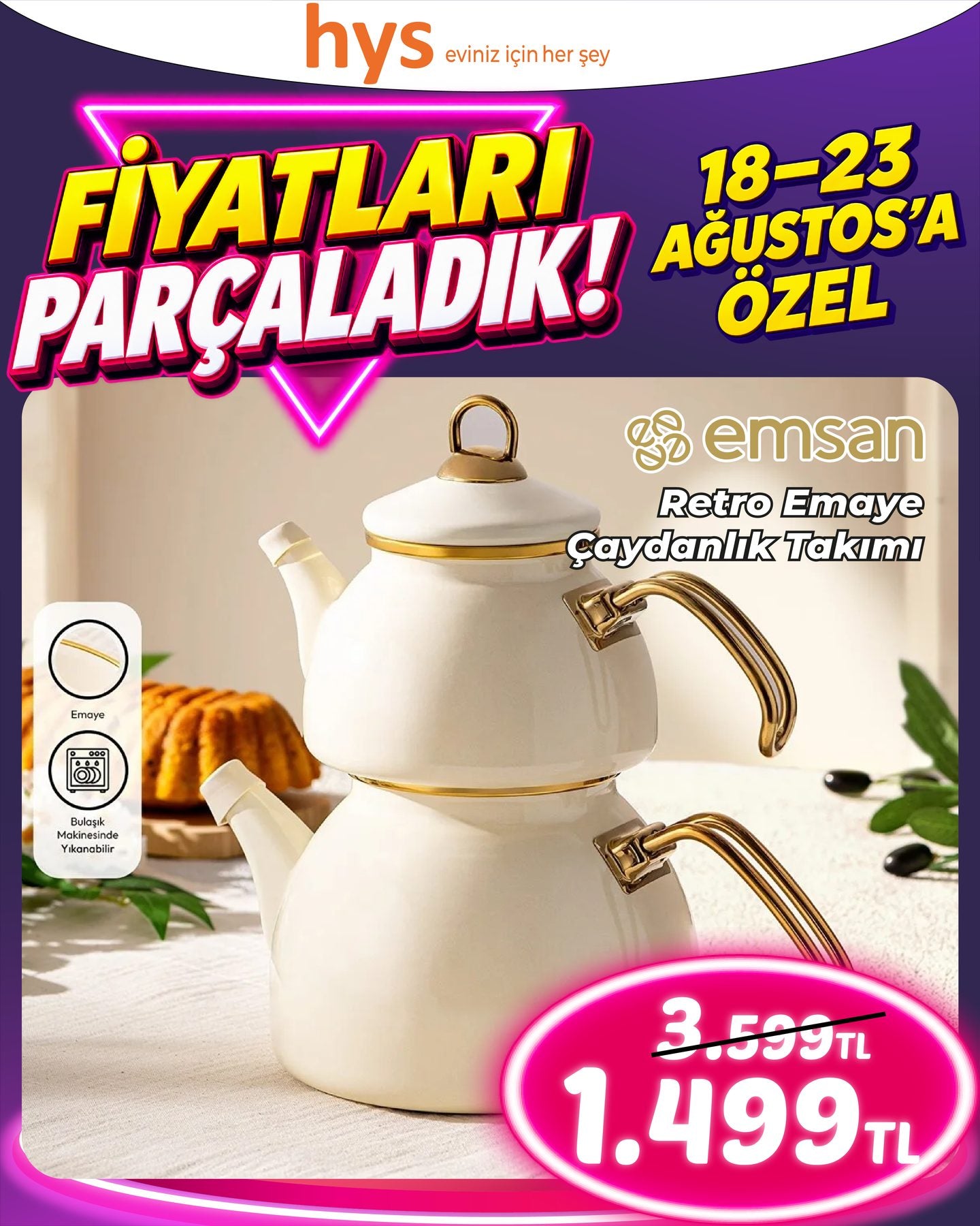 Emsan Retro Emaye Çaydanlık Takımı Ürün ana görseli